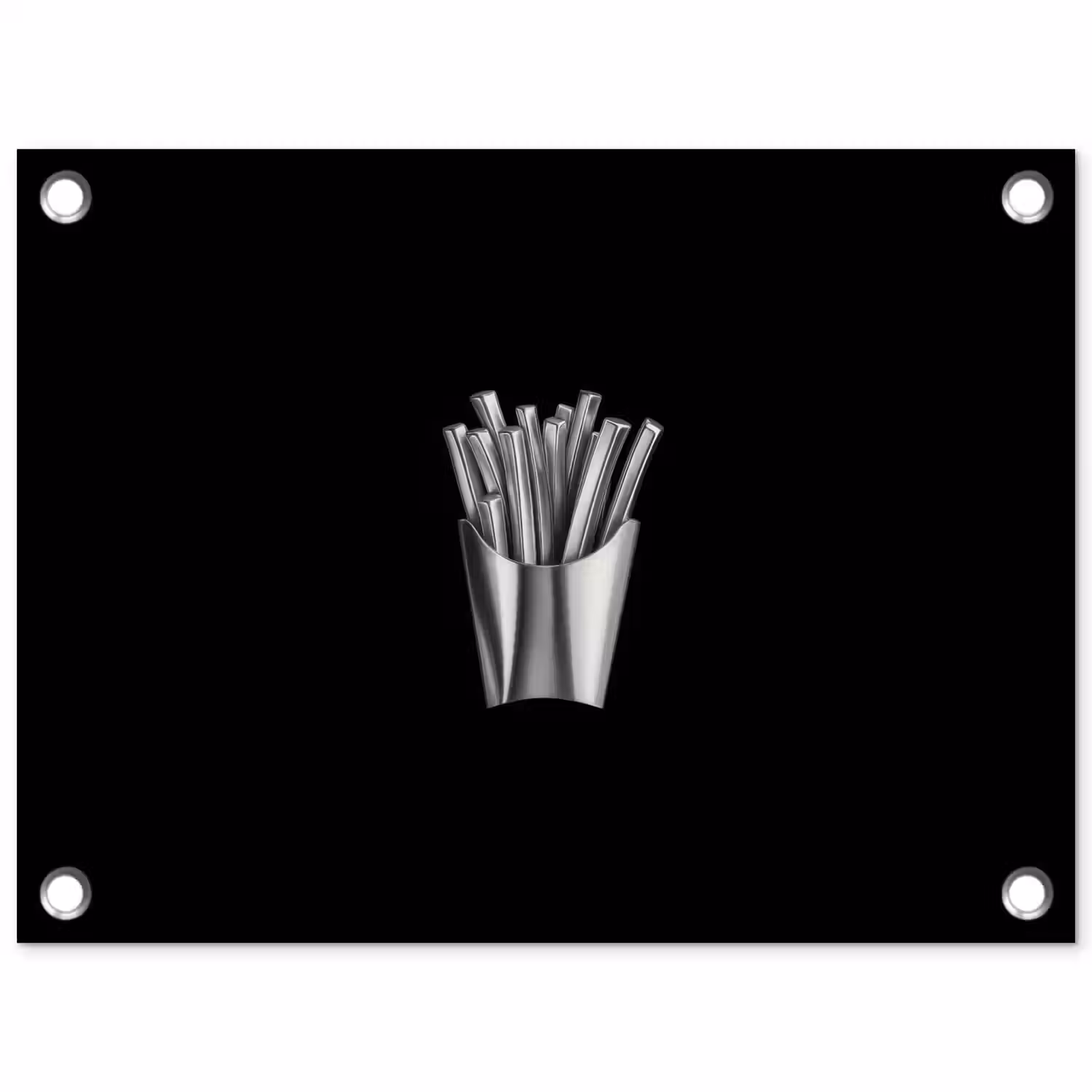 Frietjes - Futuristisch - Zilver tuinposter los doek klein -3d