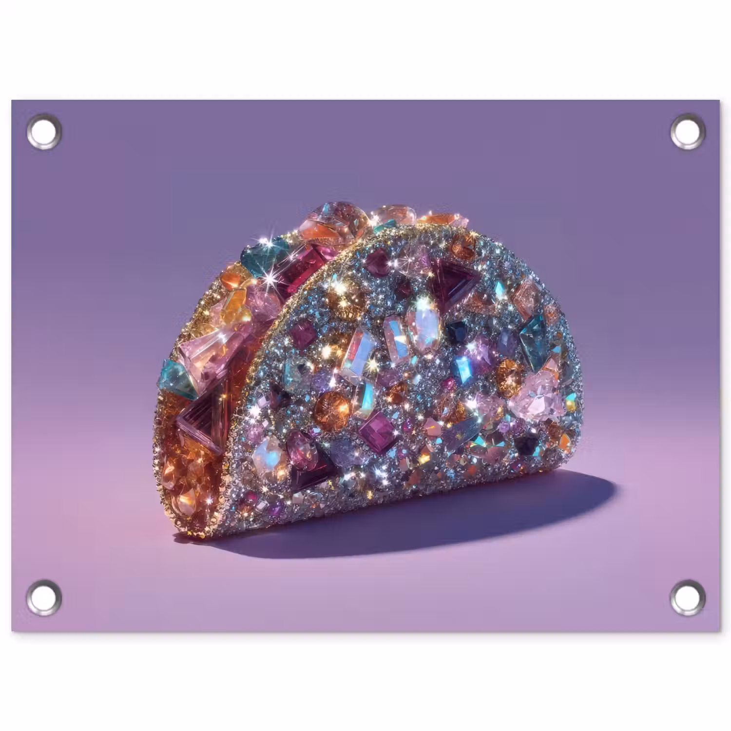 Edelstenen - Glitters - Paars - Kleurrijk tuinposter los doek klein -3d