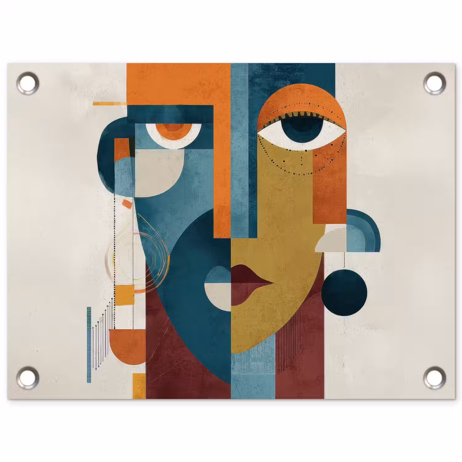 Geometrisch - Strakke vormen - Kleurrijk tuinposter los doek klein -3d