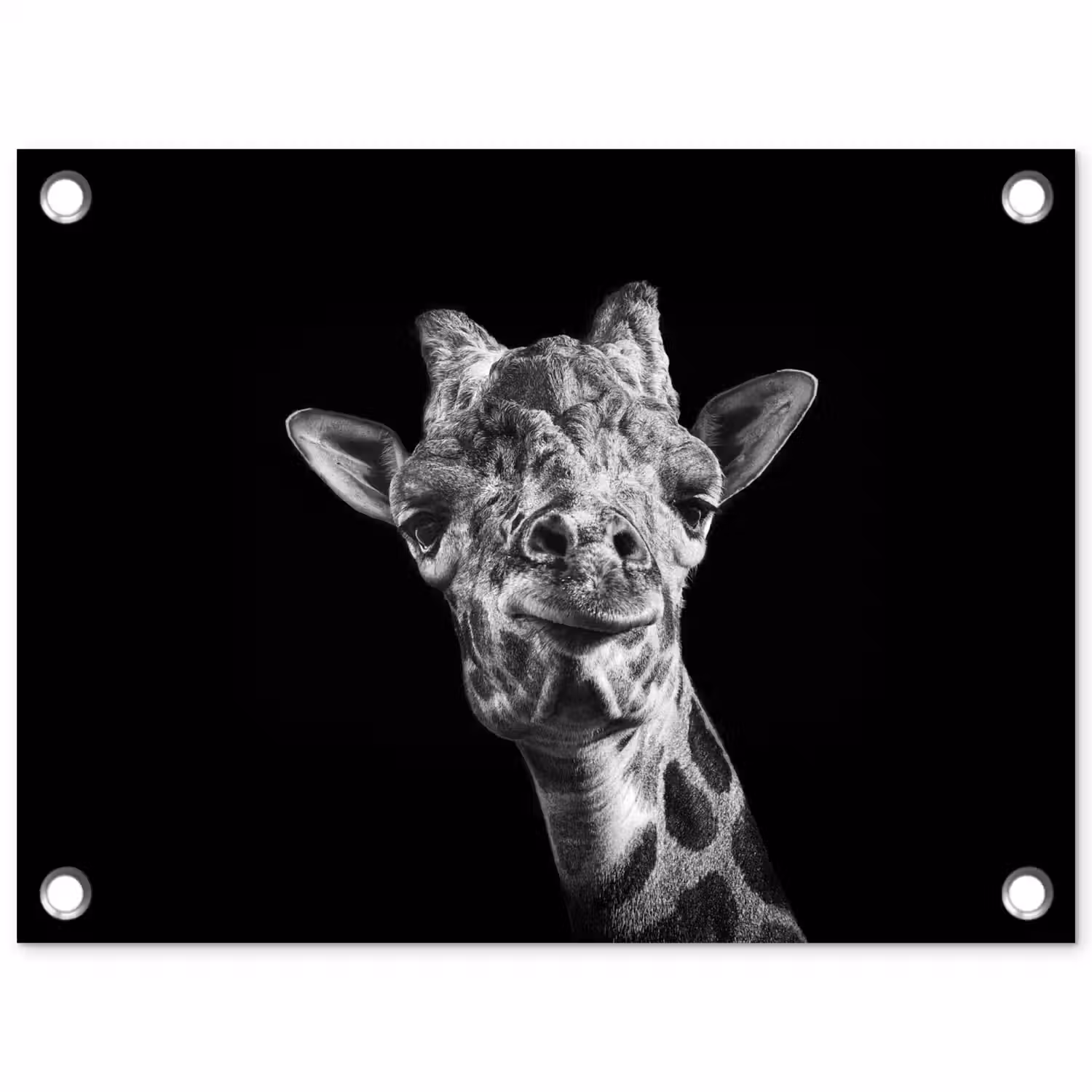 Giraffe - Dier - Zwart - Wit tuinposter los doek klein -3d