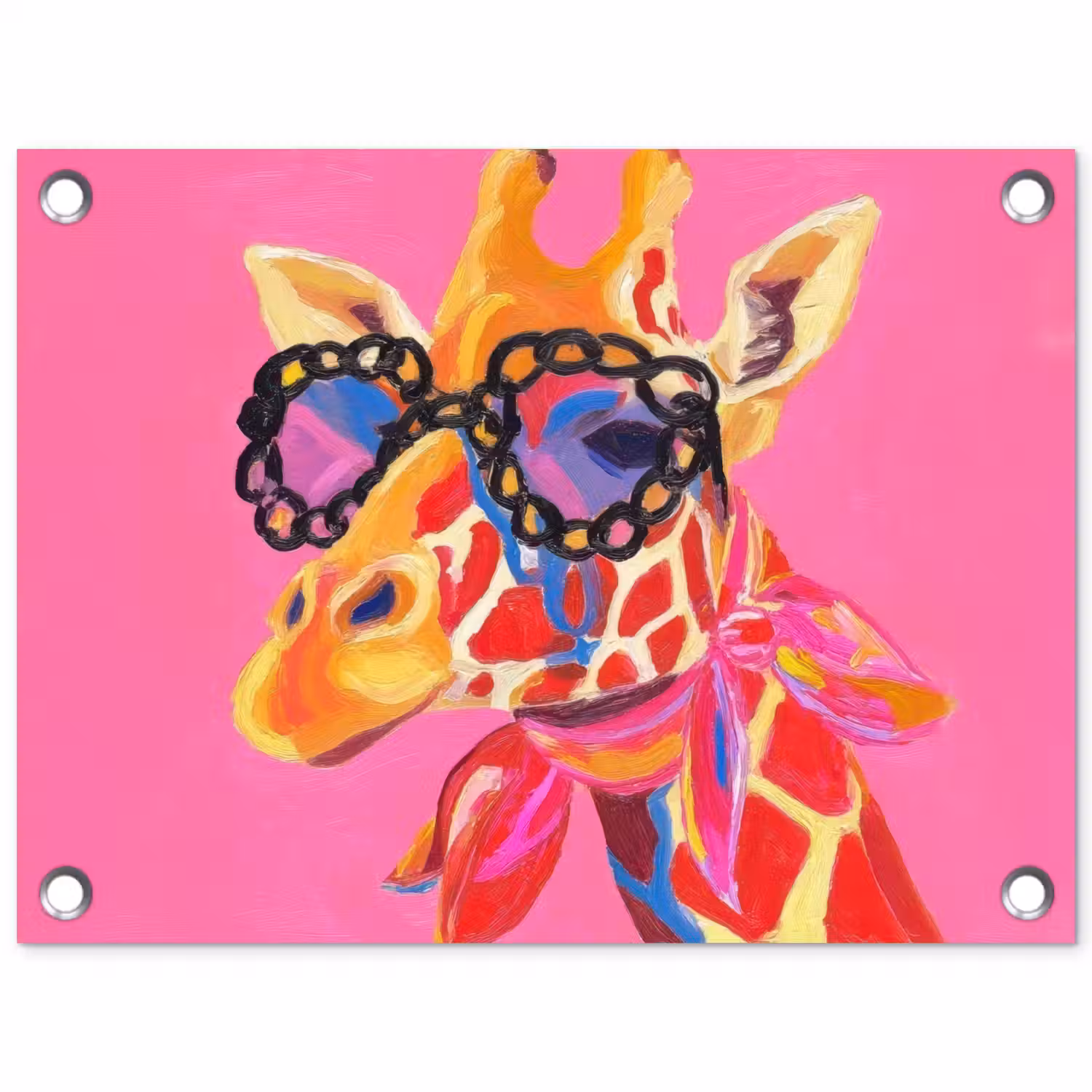 Giraf - Roze - Bril - Sjaal tuinposter los doek klein -3d