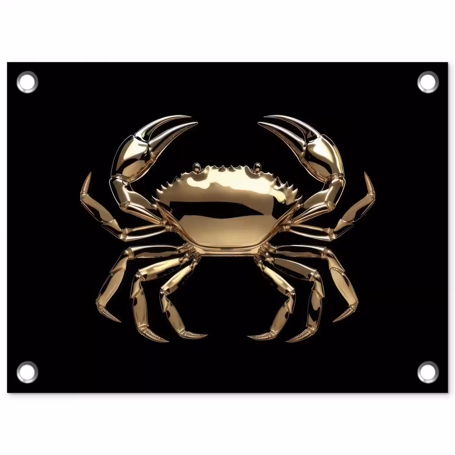 Goud - Krab - Dieren - Zwart tuinposter los doek klein -3d