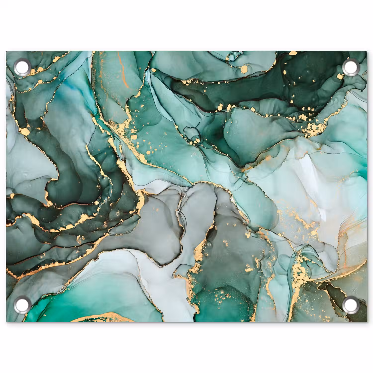 Goud - Marmer - Groen - Luxe - Marmerlook - Grijs tuinposter los doek klein -3d