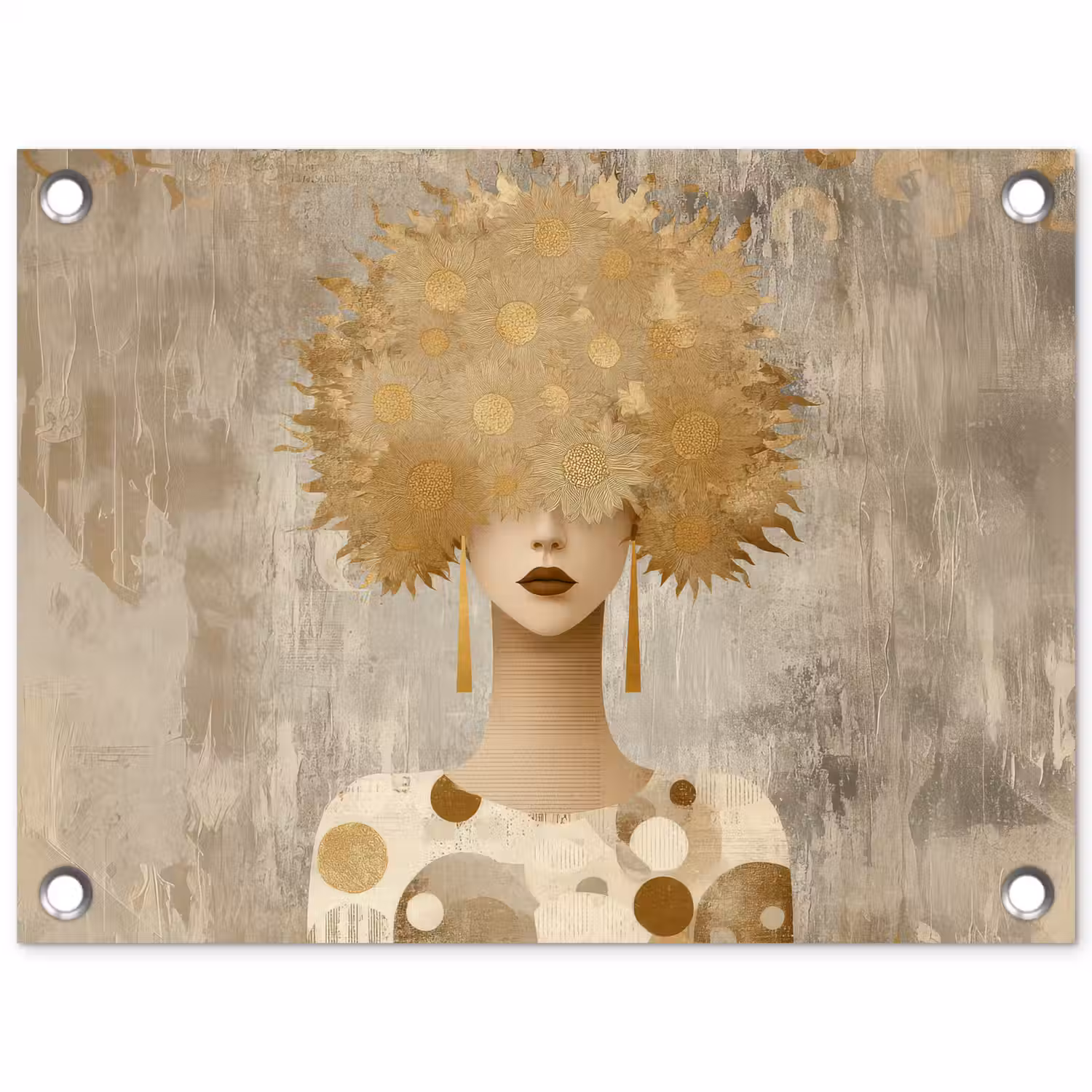 Goud - Portret - Vrouw tuinposter los doek klein -3d
