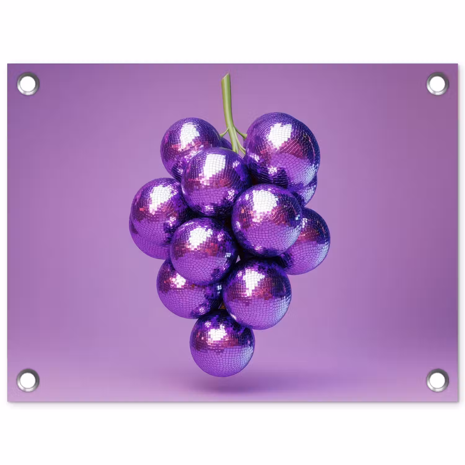 Druif - Disco - Glitter - Paars tuinposter los doek klein -3d