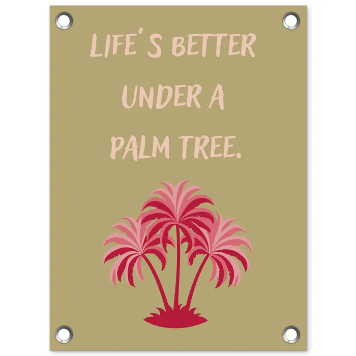 Groen - Zomer - Quote - Palmboom tuinposter los doek klein -3d