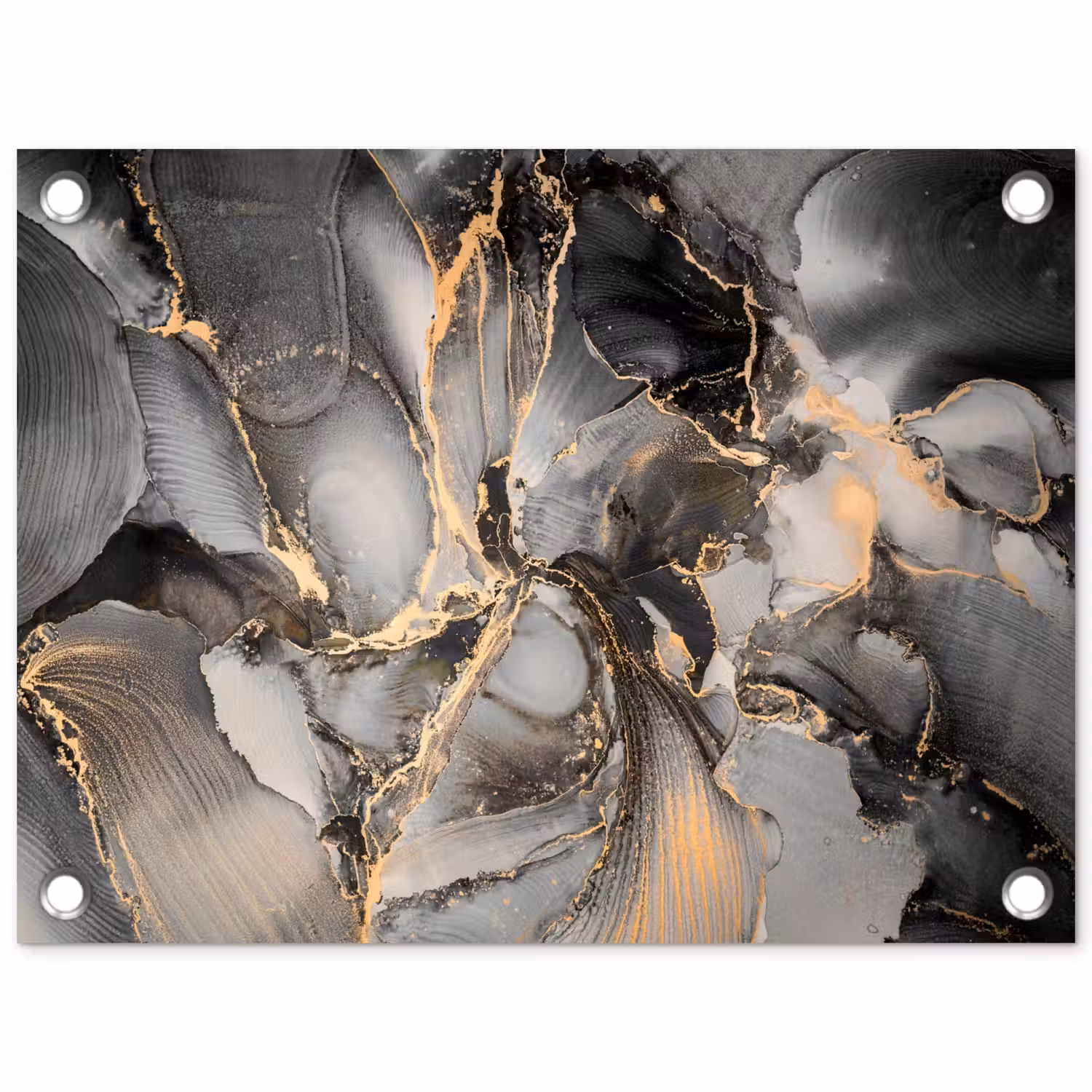 Grijs - Luxe - Goud - Marmer tuinposter los doek klein -3d