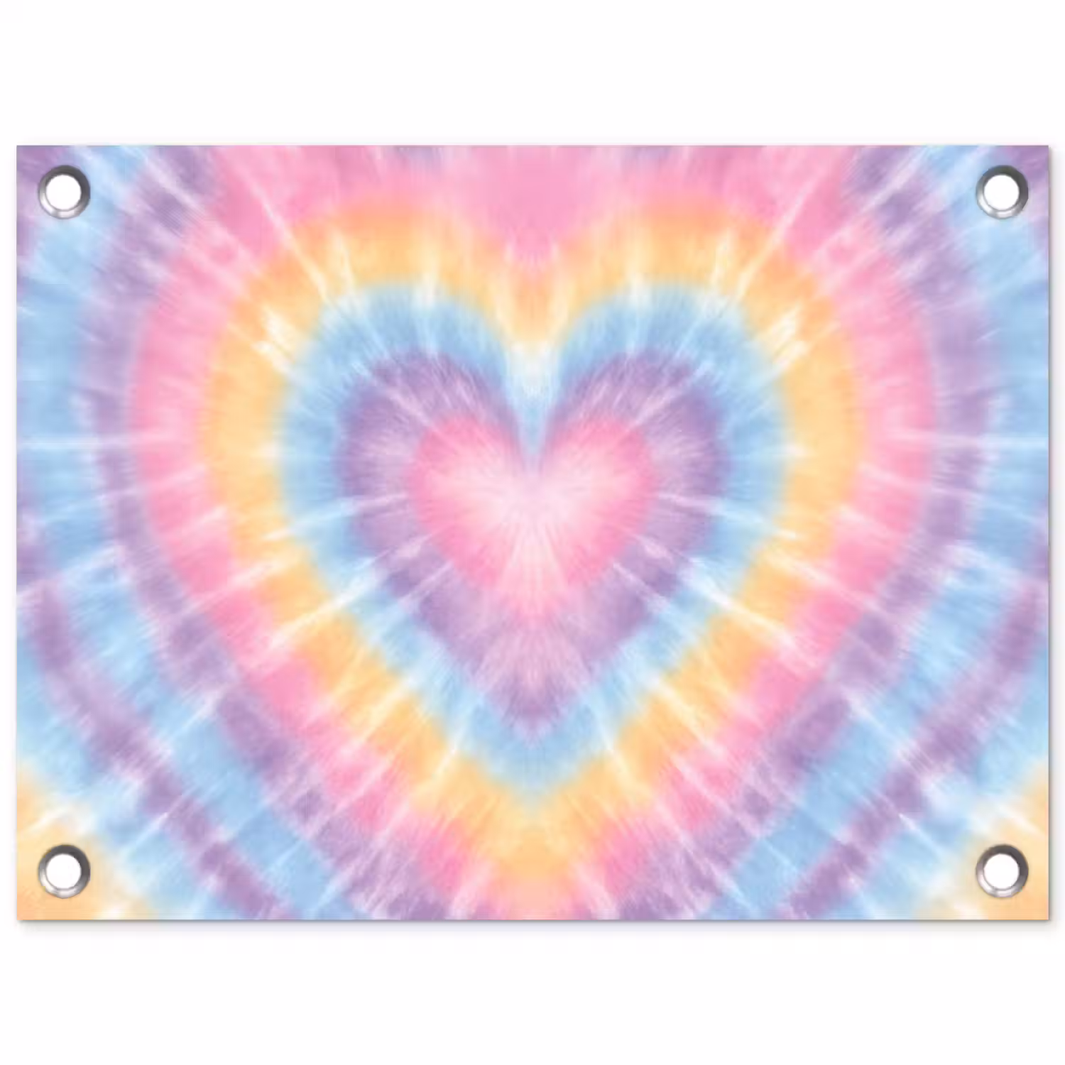 Hartvorm - Pastelkleuren - Tie Dye tuinposter los doek klein -3d