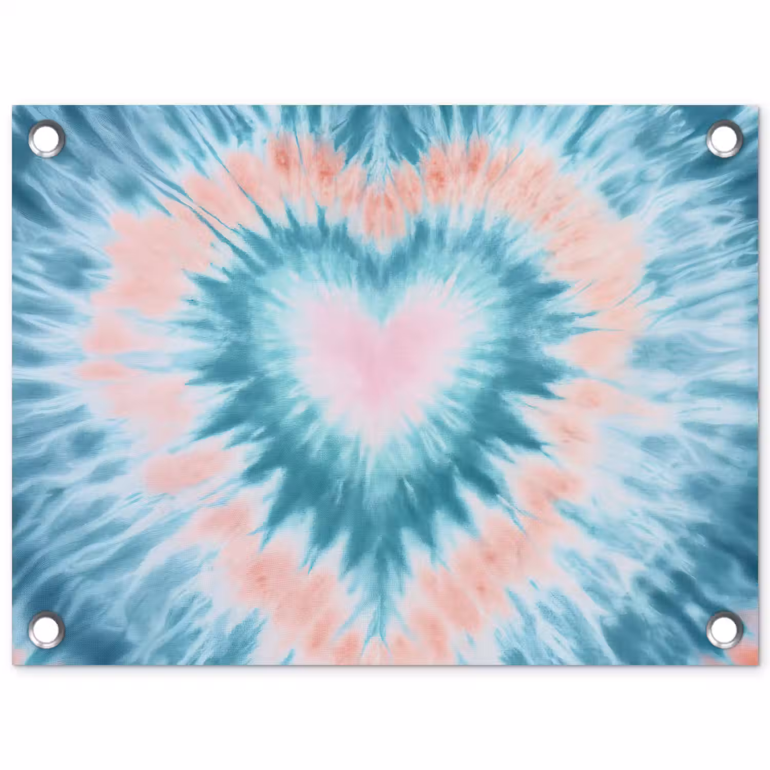 Hartvormig - Tie dye - Pasteltinten - Lichtgroen tuinposter los doek klein -3d