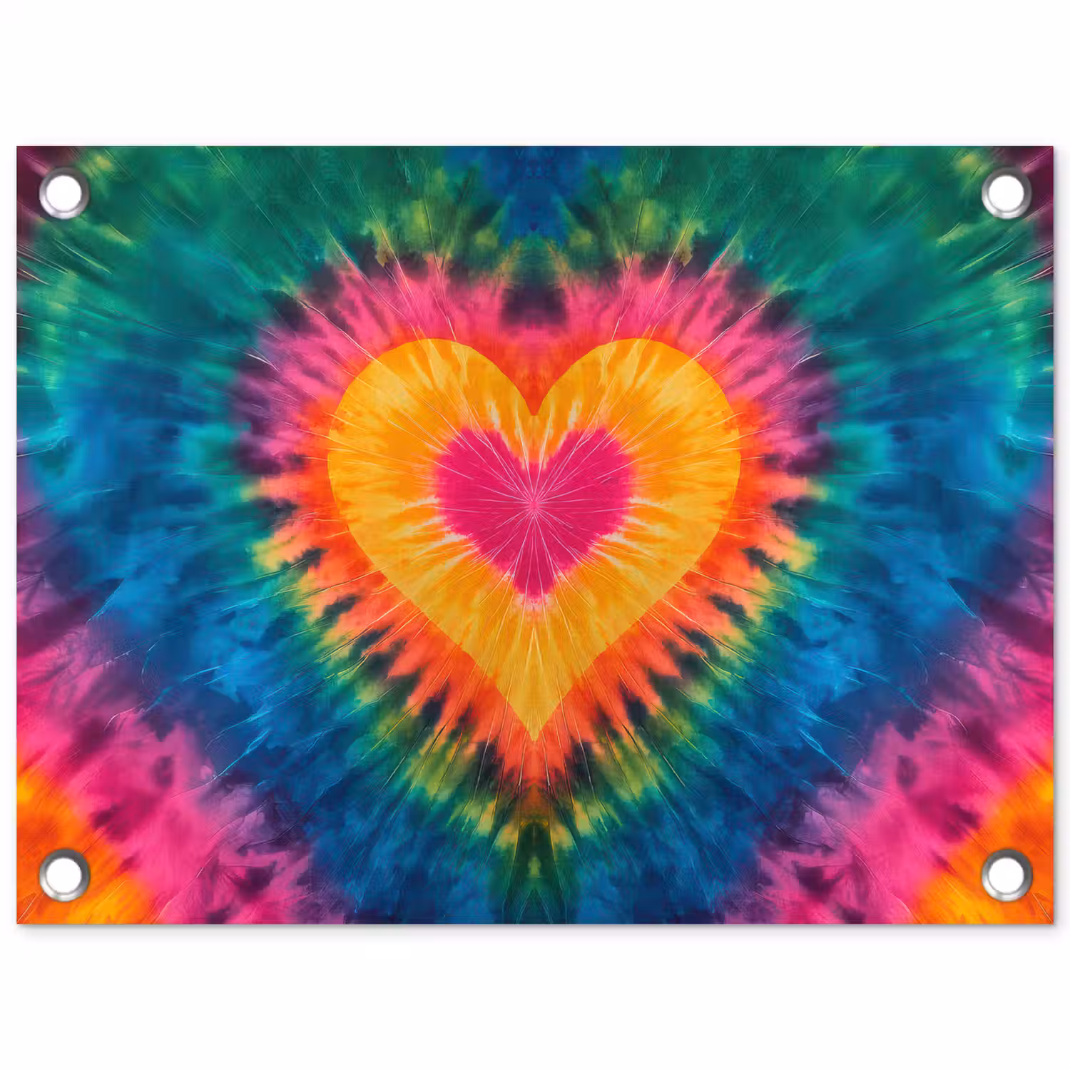Hart - Tie Dye - Kleurrijk tuinposter los doek klein -3d