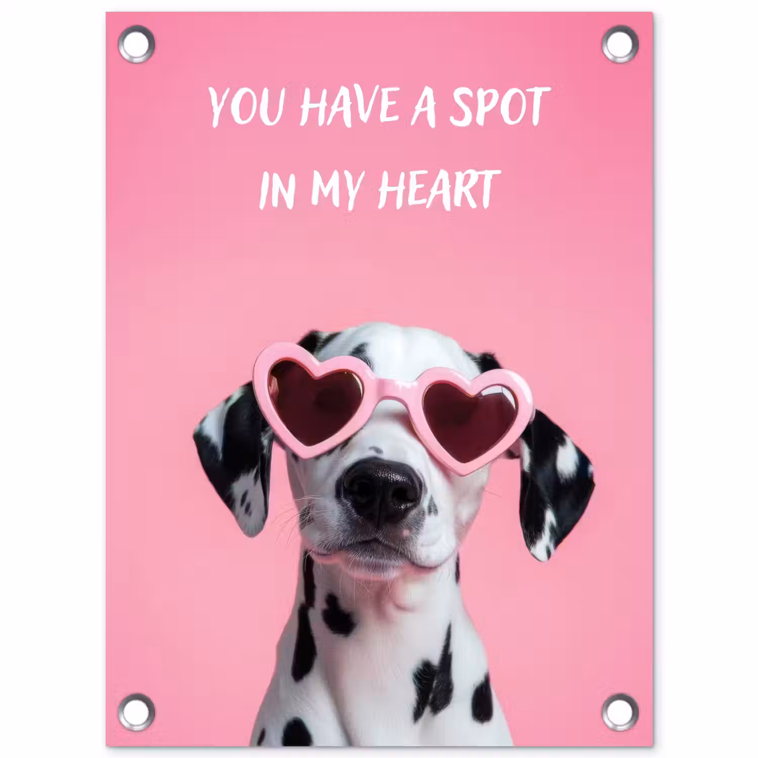 Hartjes - Hond - Valentijn - Roze tuinposter los doek klein -3d