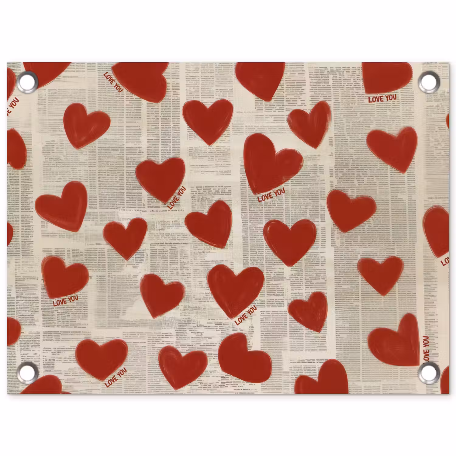 Hartjes - Krant - Loveyou tuinposter los doek klein -3d