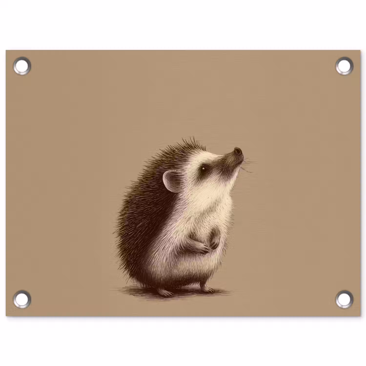 Egel - Snuitje - Bruin - Stekels tuinposter los doek klein -3d