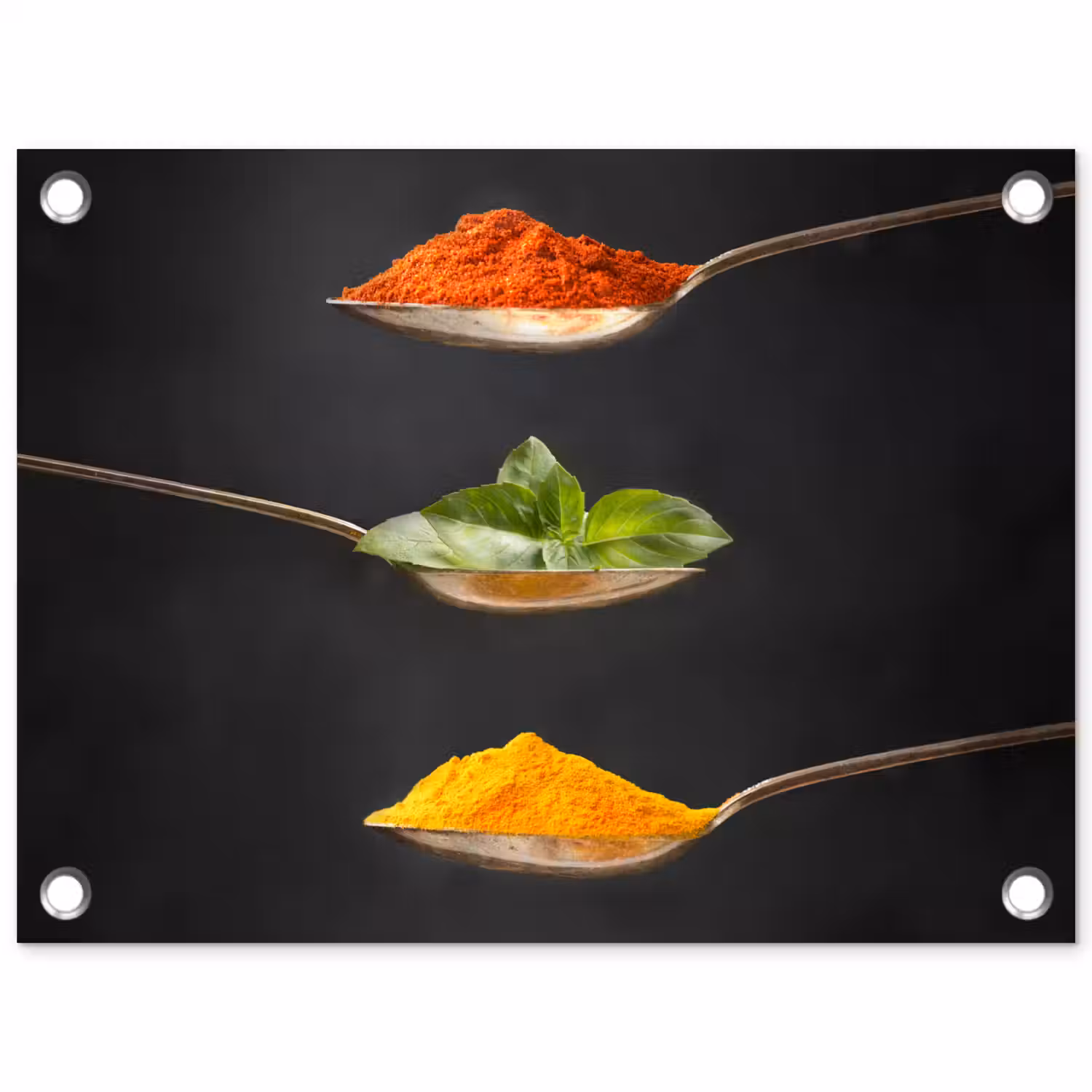 Kruiden - Lepel - Specerijen - Zwart - Italiaans tuinposter los doek klein -3d