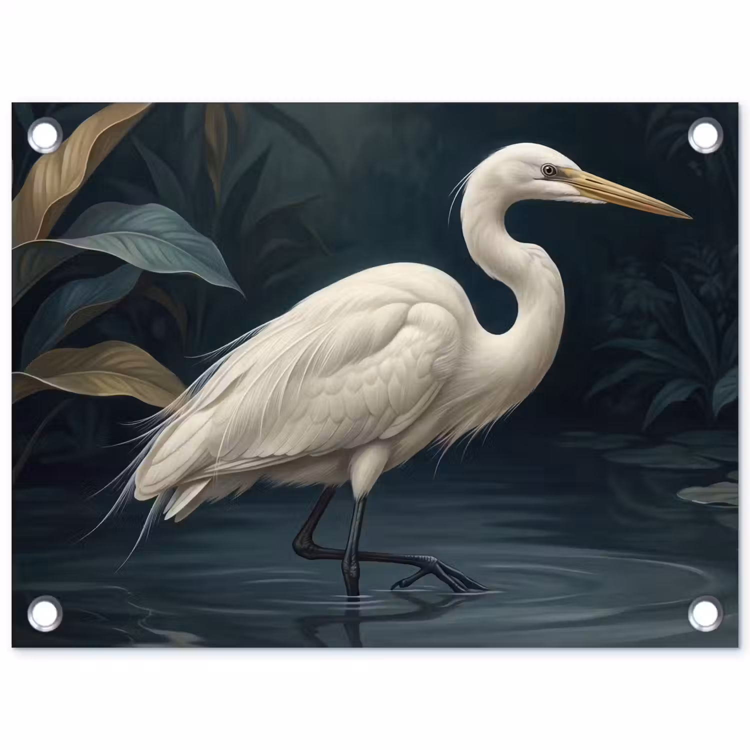 Reiger - Water - Natuur - Modern - Wit tuinposter los doek klein -3d