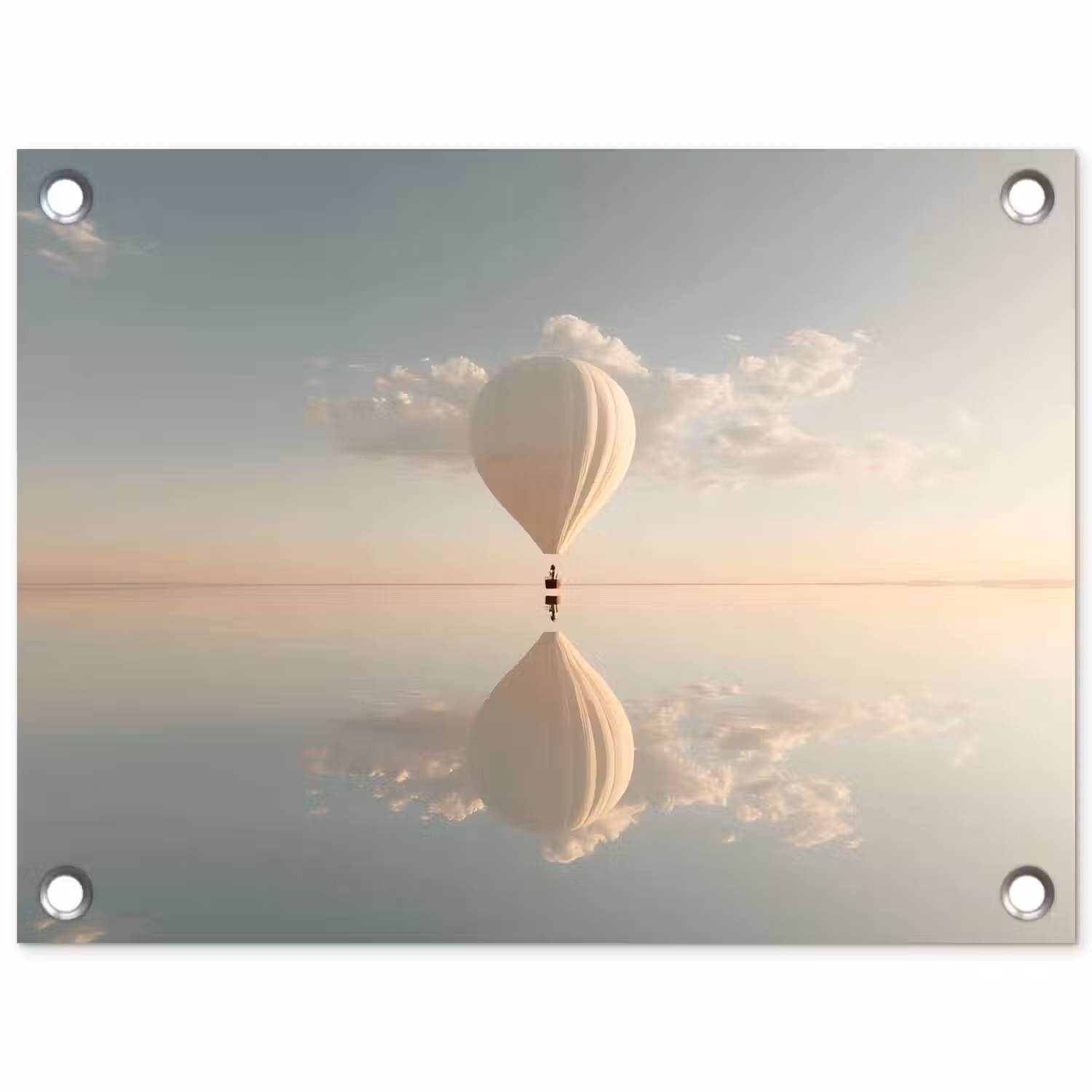 Luchtballon - Wolken - Water - Blauw tuinposter los doek klein -3d