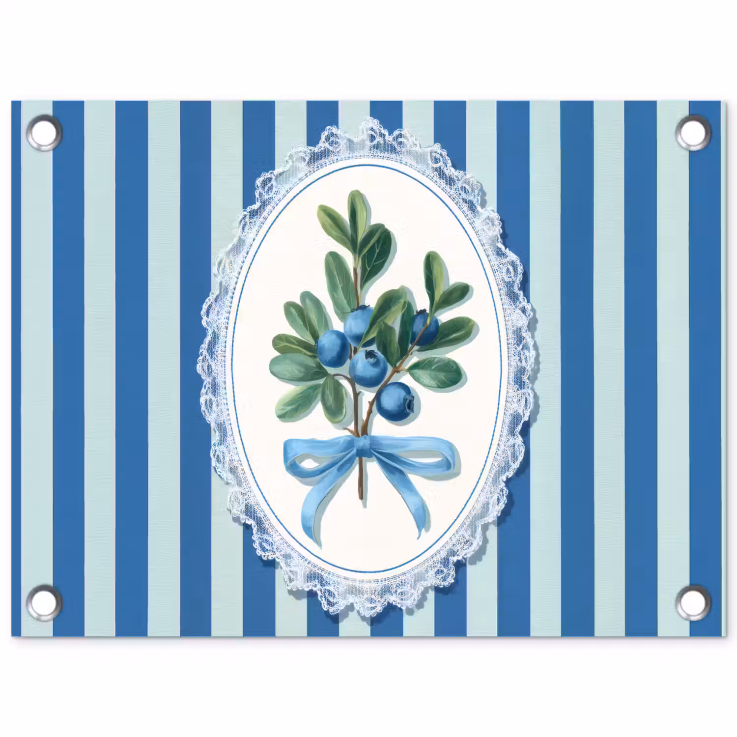 Illustratie - Bessen - Blauw - Strepen tuinposter los doek klein -3d