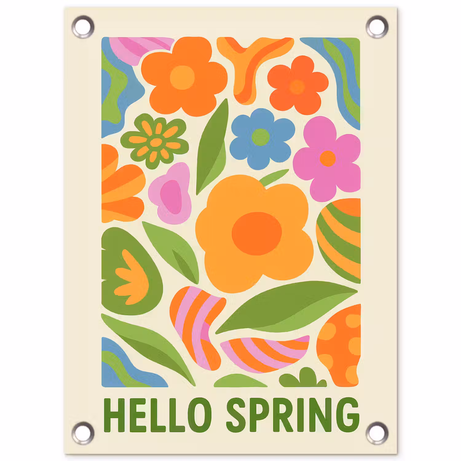 Illustratie - Bloemen - Quote - Kleurrijk tuinposter los doek klein -3d