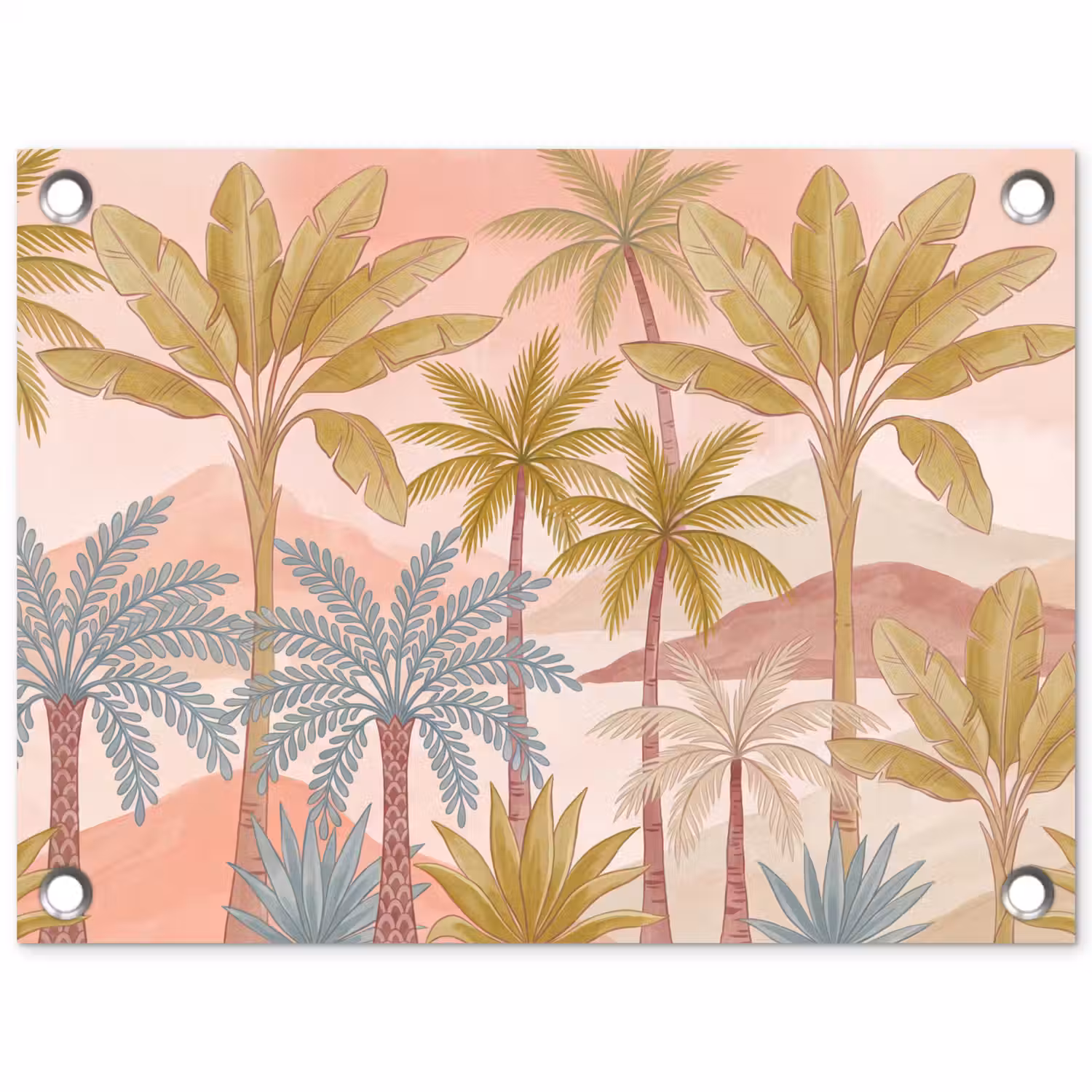 Illustratie - Palmbomen - Kleurrijk tuinposter los doek klein -3d