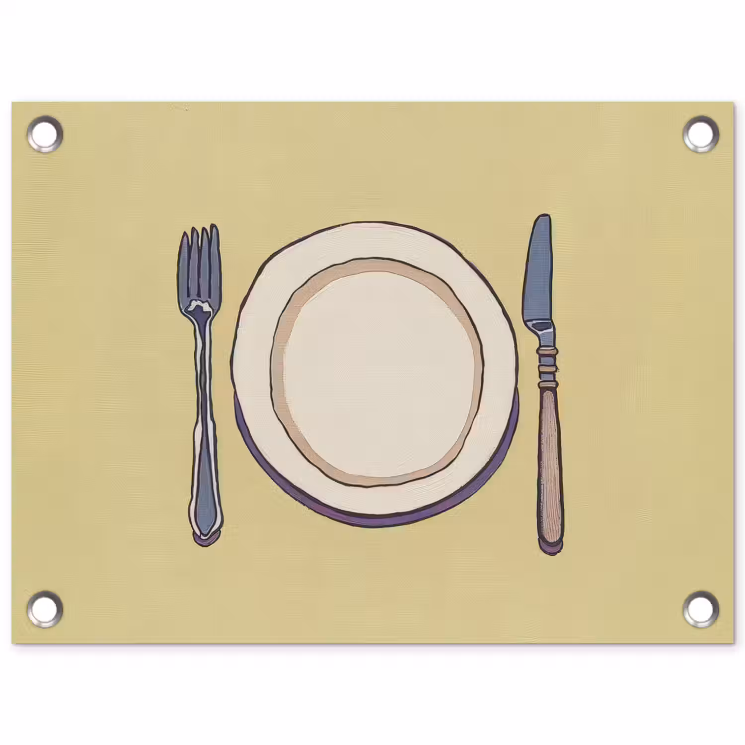 Illustratie - Bord - Bestek - Beige tuinposter los doek klein -3d