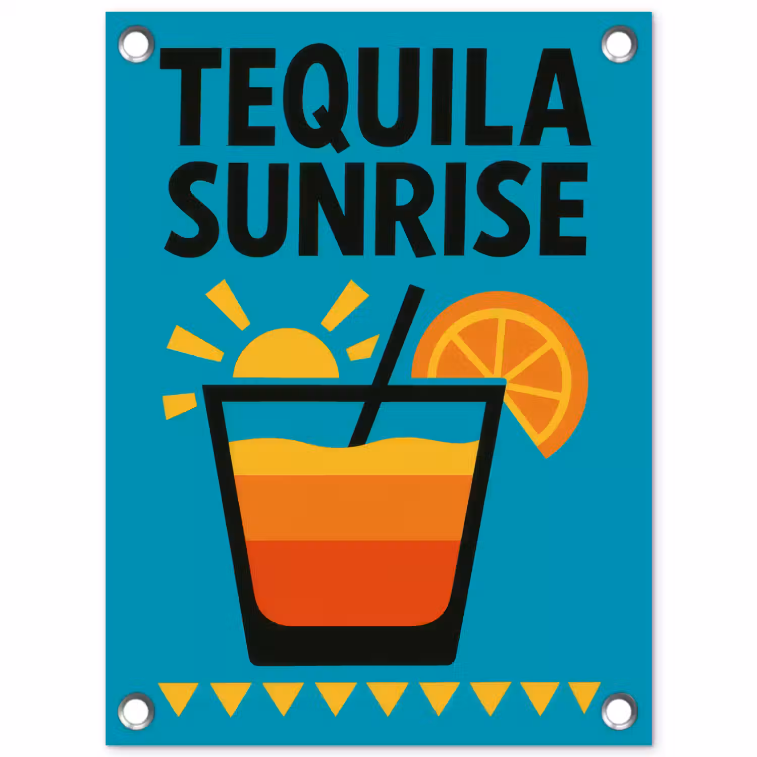 Illustratie - Tequila - Glas - Blauw tuinposter los doek klein -3d
