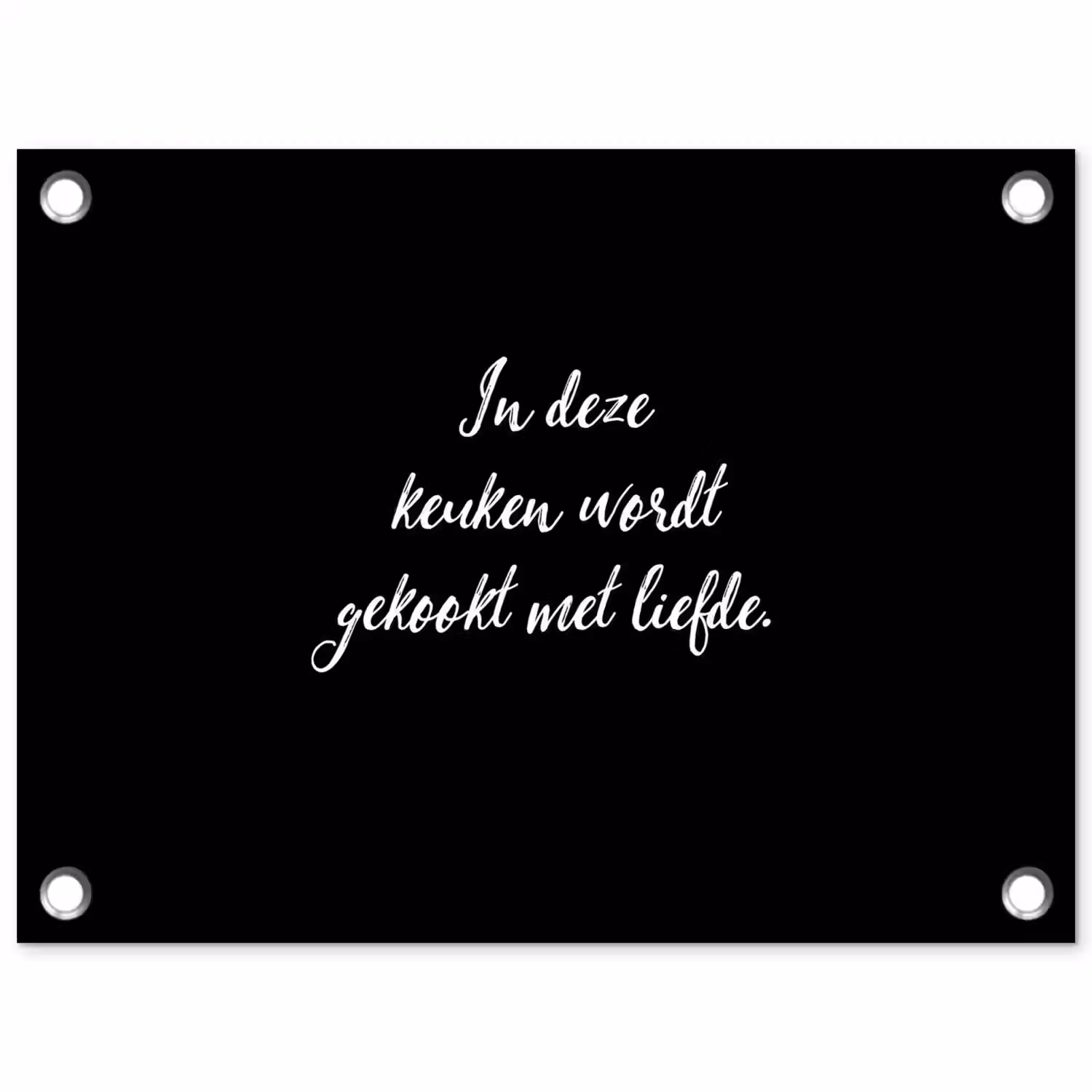 In deze keuken wordt gekookt met liefde - Koken - Spreuken - Quotes - Liefde tuinposter los doek klein -3d