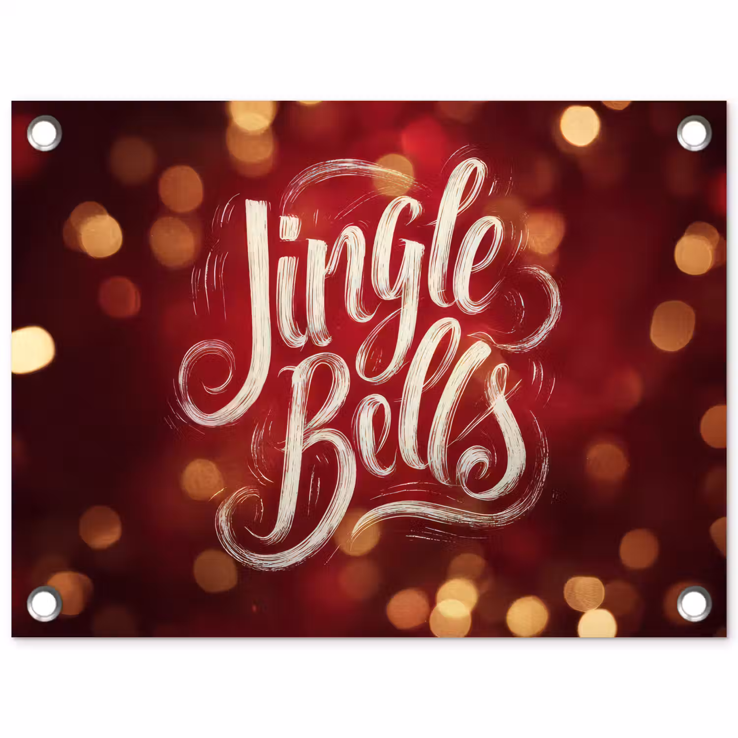 Jingle - Bells - Kerst - Rood tuinposter los doek klein -3d