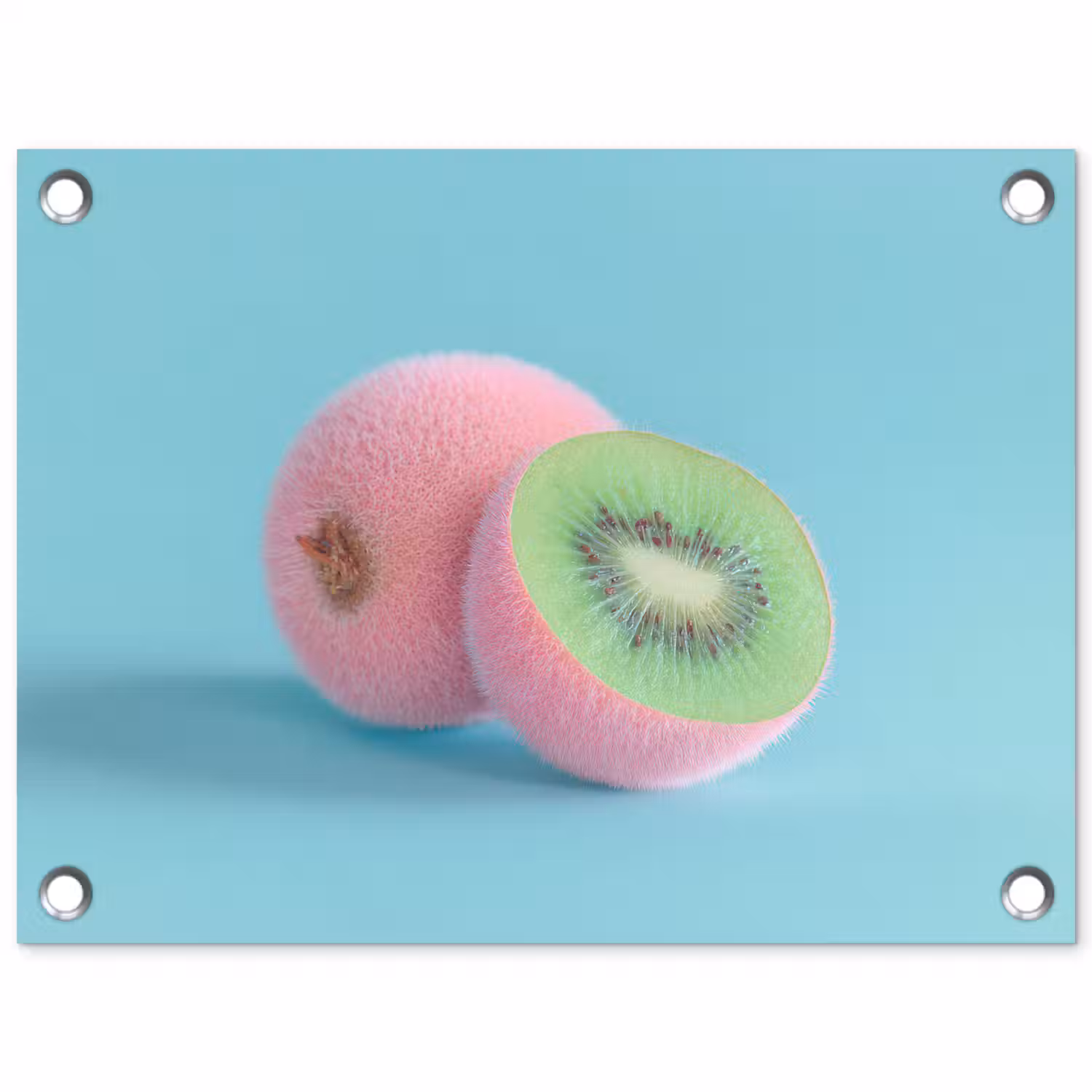 Kiwi - Blauw - Surrealistisch tuinposter los doek klein -3d