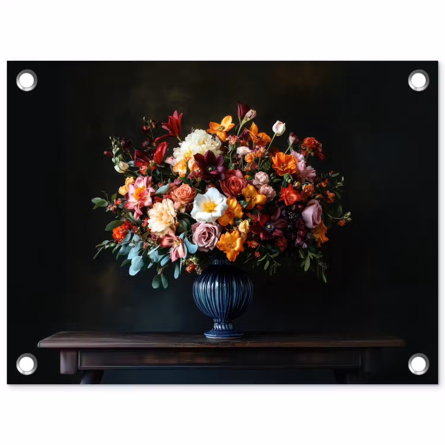 Groot - Bloemen - Vaas - Boeket tuinposter los doek klein -3d
