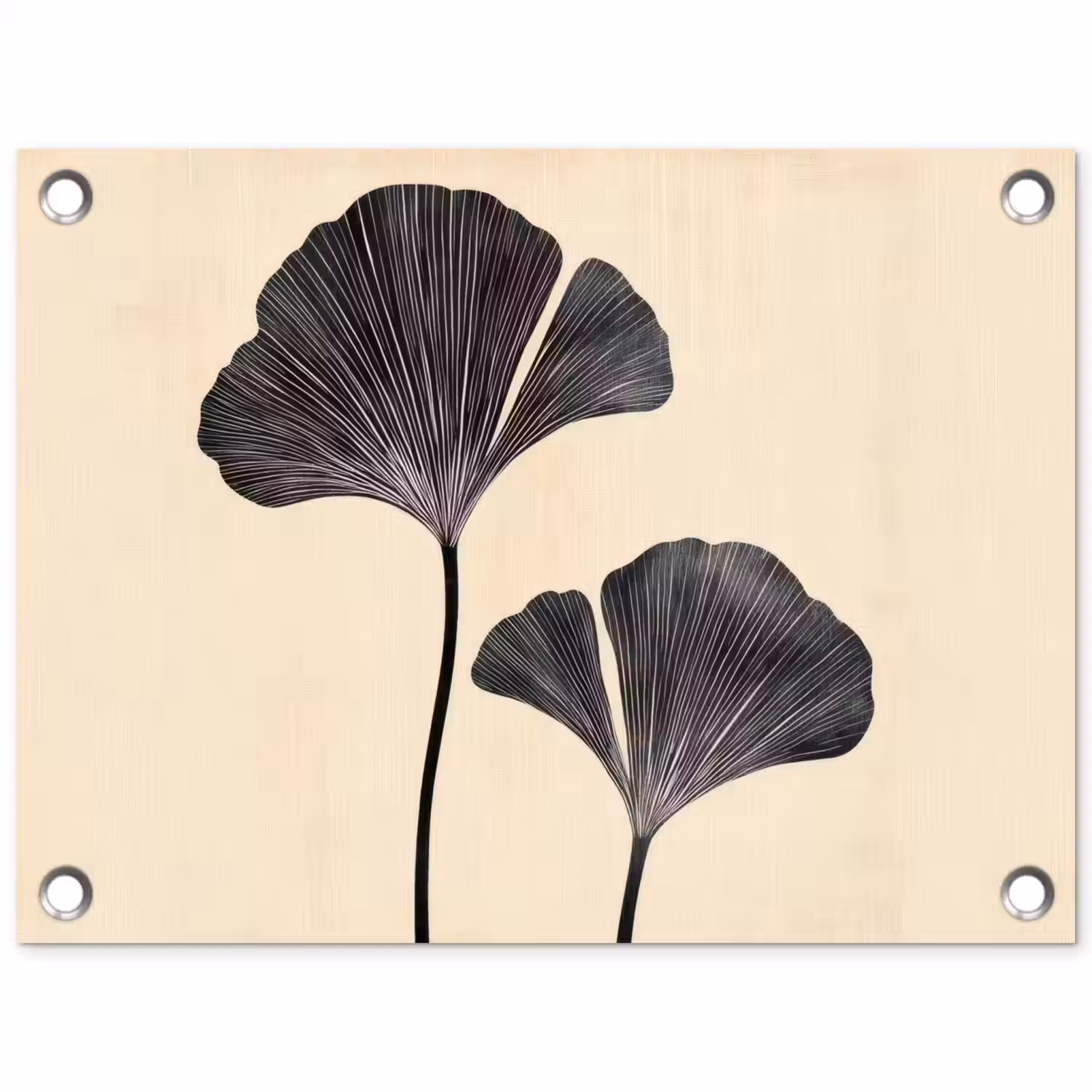 Bladeren - Minimalistisch - Zwart tuinposter los doek klein -3d