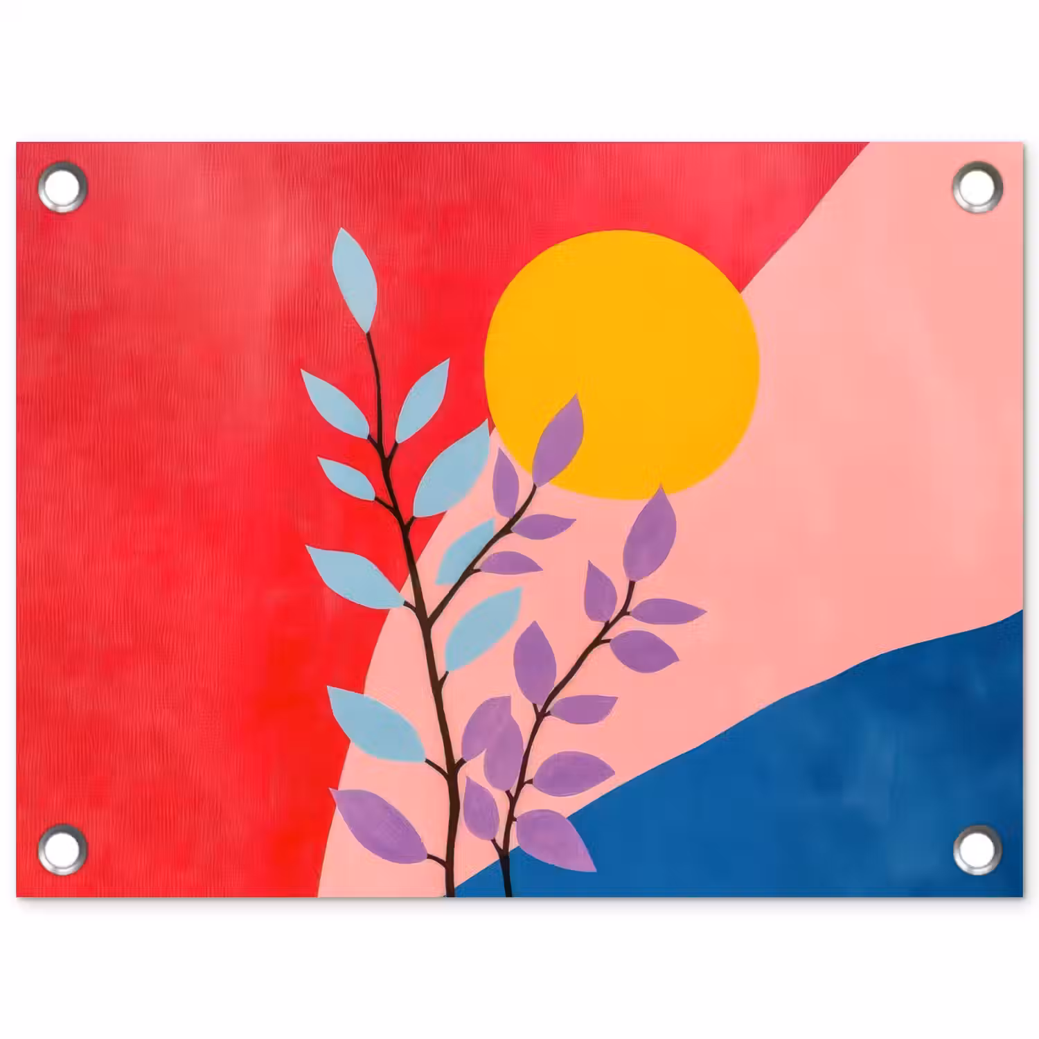 Bladeren - Zon - Abstracte vormen tuinposter los doek klein -3d