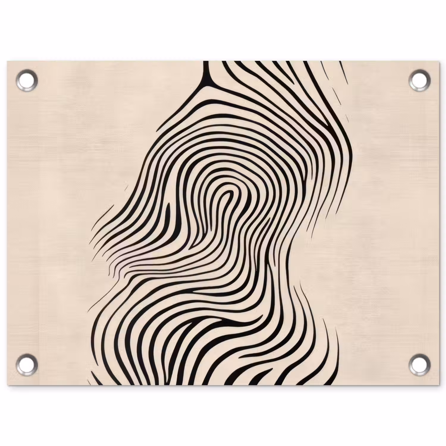 Lijnen - Abstract - Golvend - Zwart tuinposter los doek klein -3d