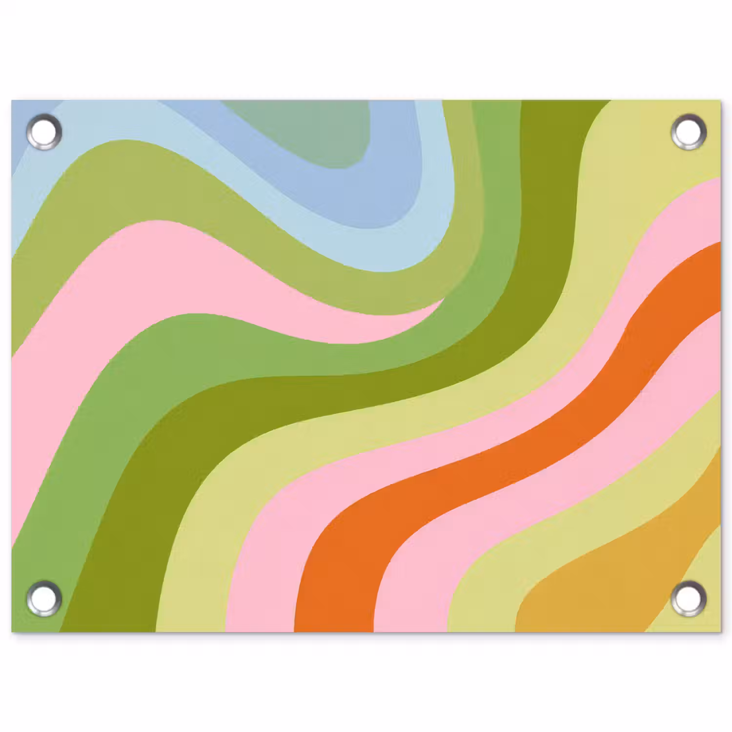 Lijnen - Pasteltinten - Golvend tuinposter los doek klein -3d