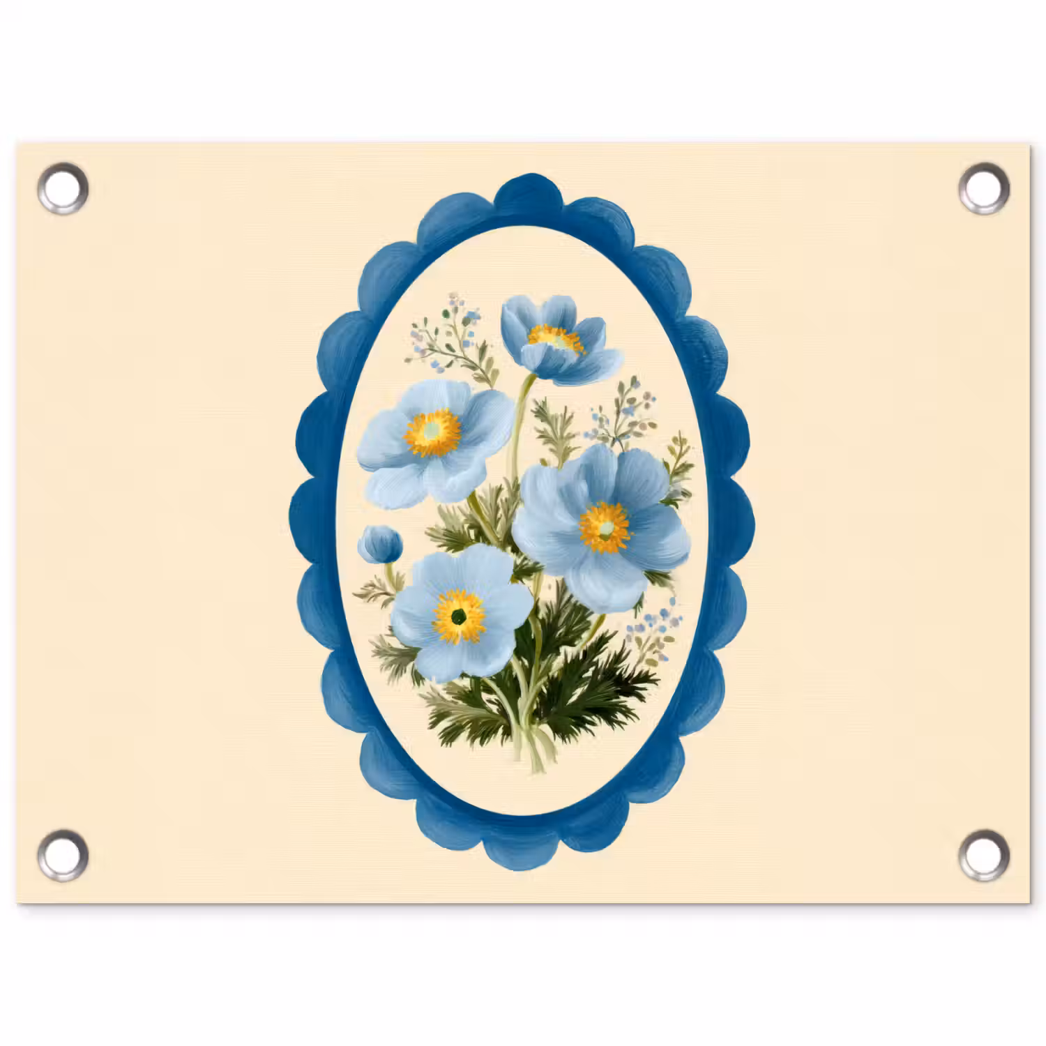 Lijst - Bloemen - Lichtblauw - Illustratie tuinposter los doek klein -3d