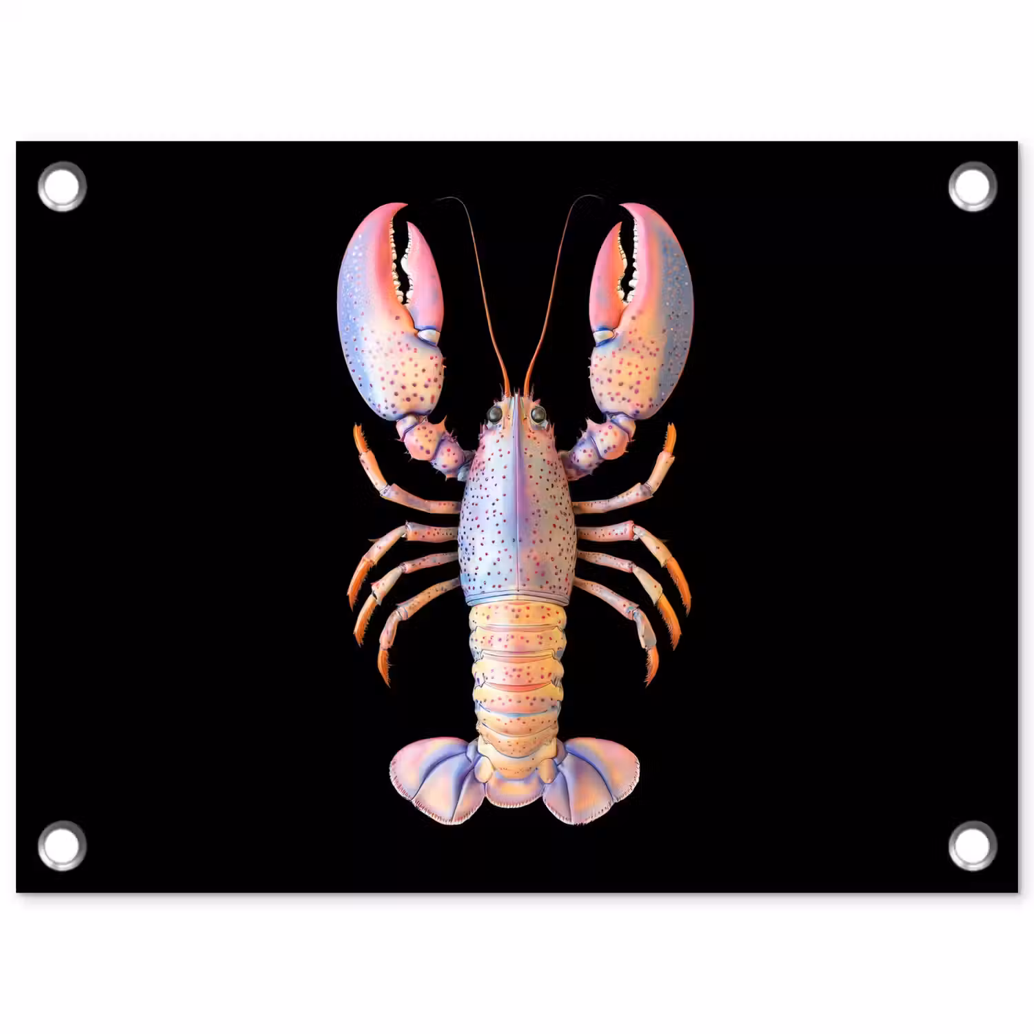 Kreeft - Roze - Zacht - Zwart tuinposter los doek klein -3d