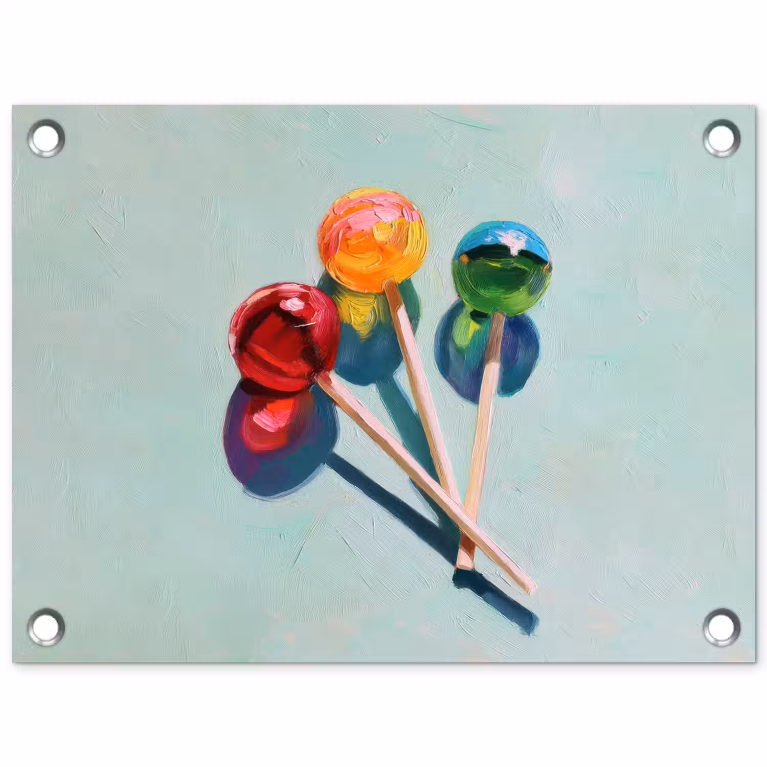 Lollys - Schaduw - Drie - Blauw tuinposter los doek klein -3d