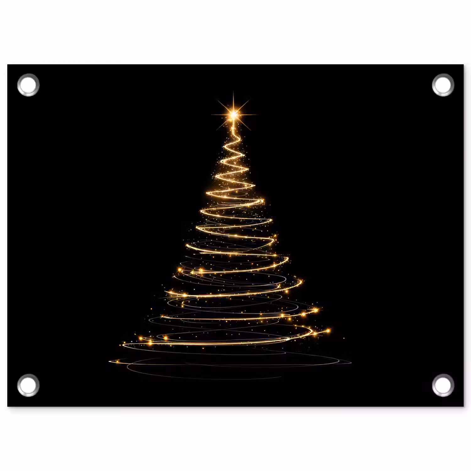 Magisch - Kerstboom - Lichtspiralen - Zwart tuinposter los doek klein -3d