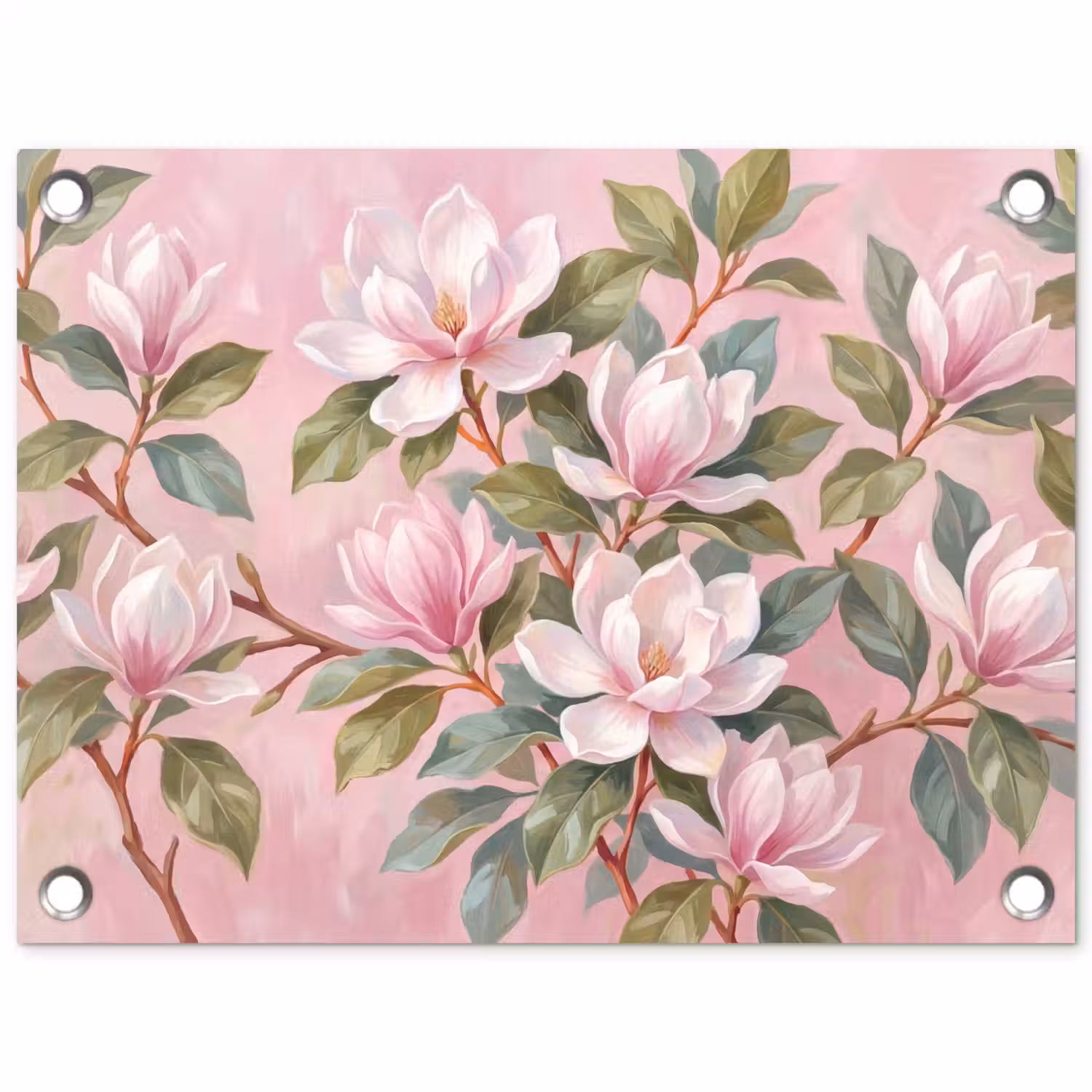 Magnolia's - Patroon - Roze tuinposter los doek klein -3d