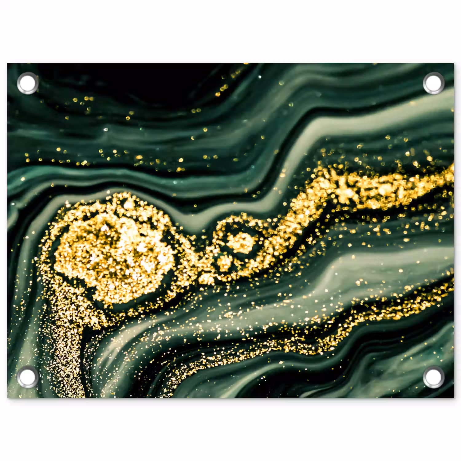 Marmer - Goud - Glitter - Groen - Marmerlook - Luxe tuinposter los doek klein -3d
