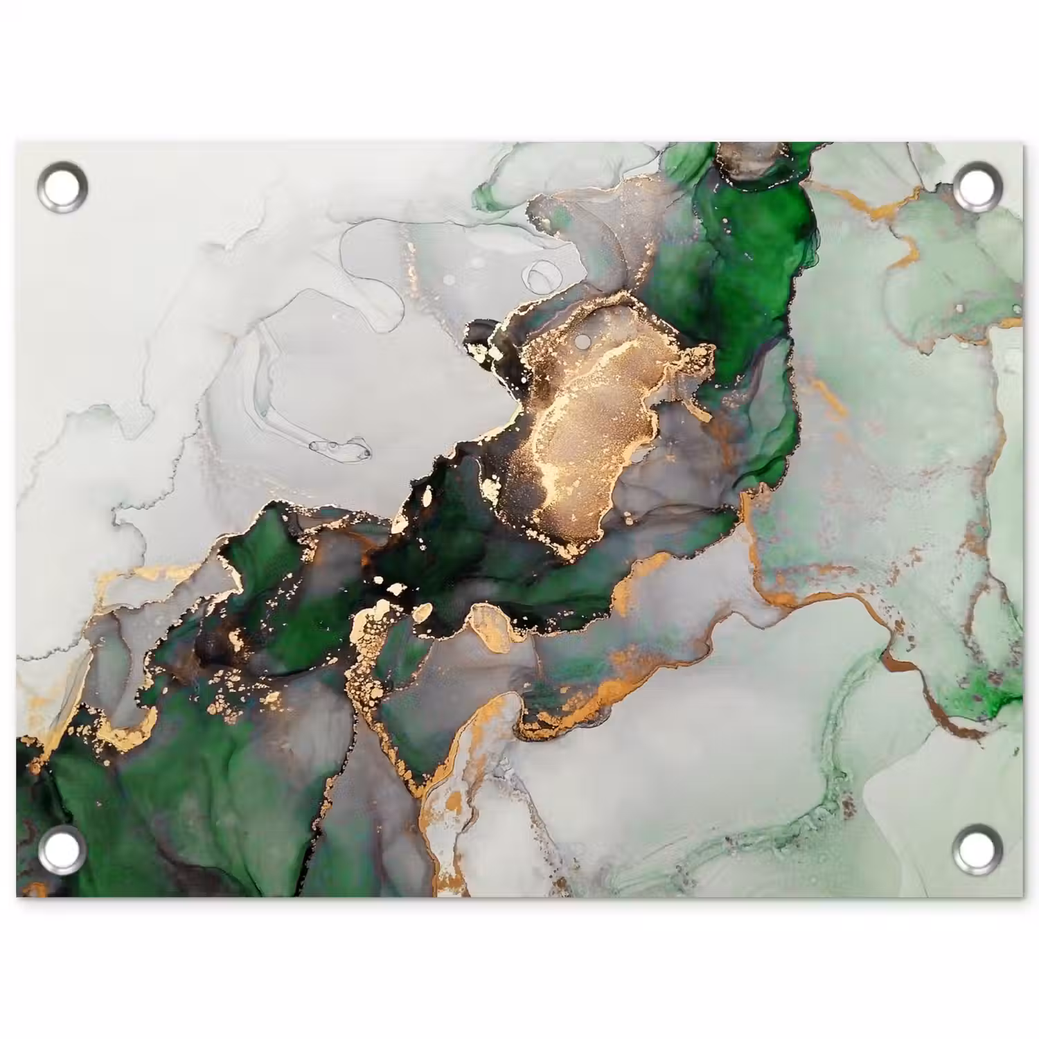 Marmer - Goud - Groen - Luxe tuinposter los doek klein -3d