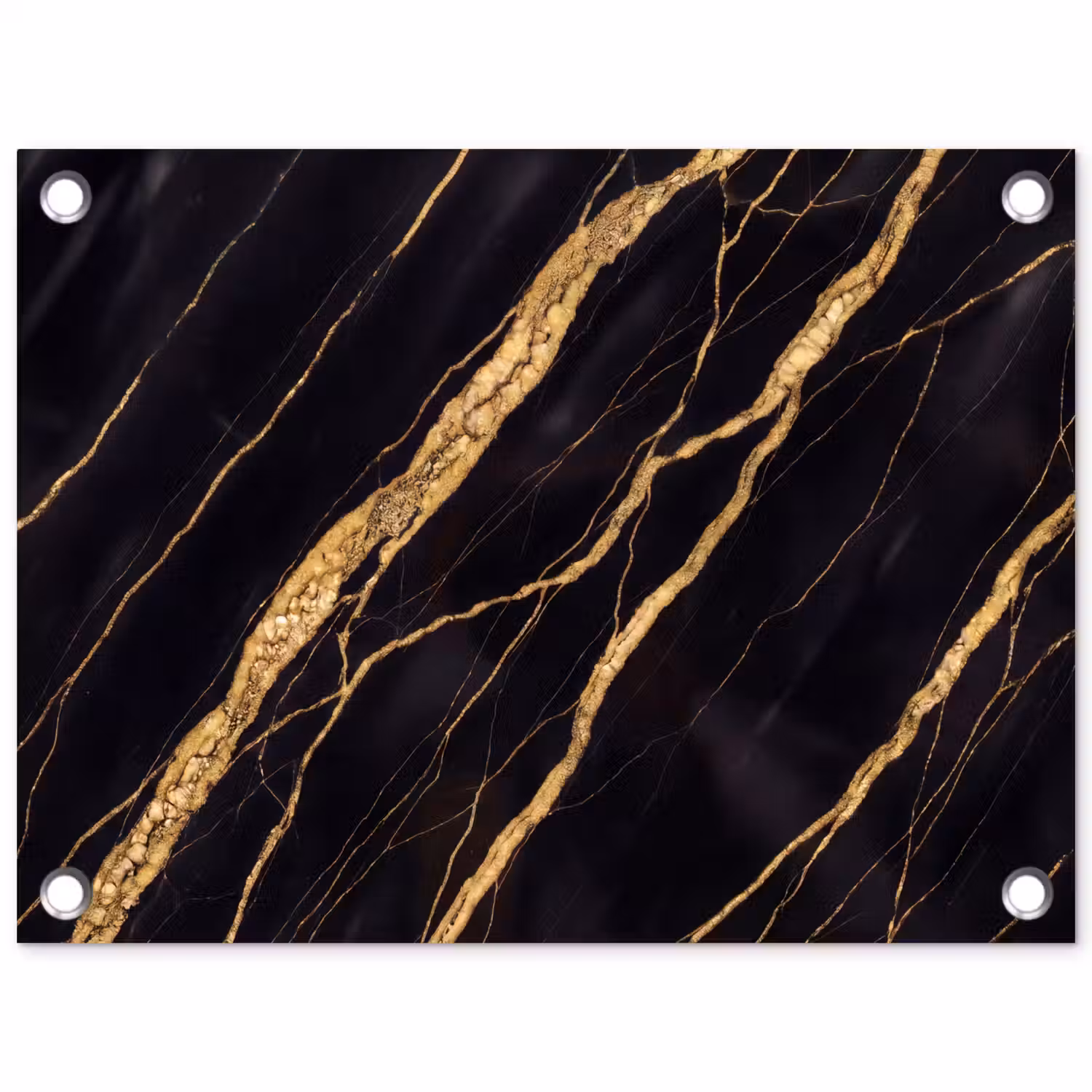 Marmer - Goud - Textuur - Abstract - Zwart tuinposter los doek klein -3d