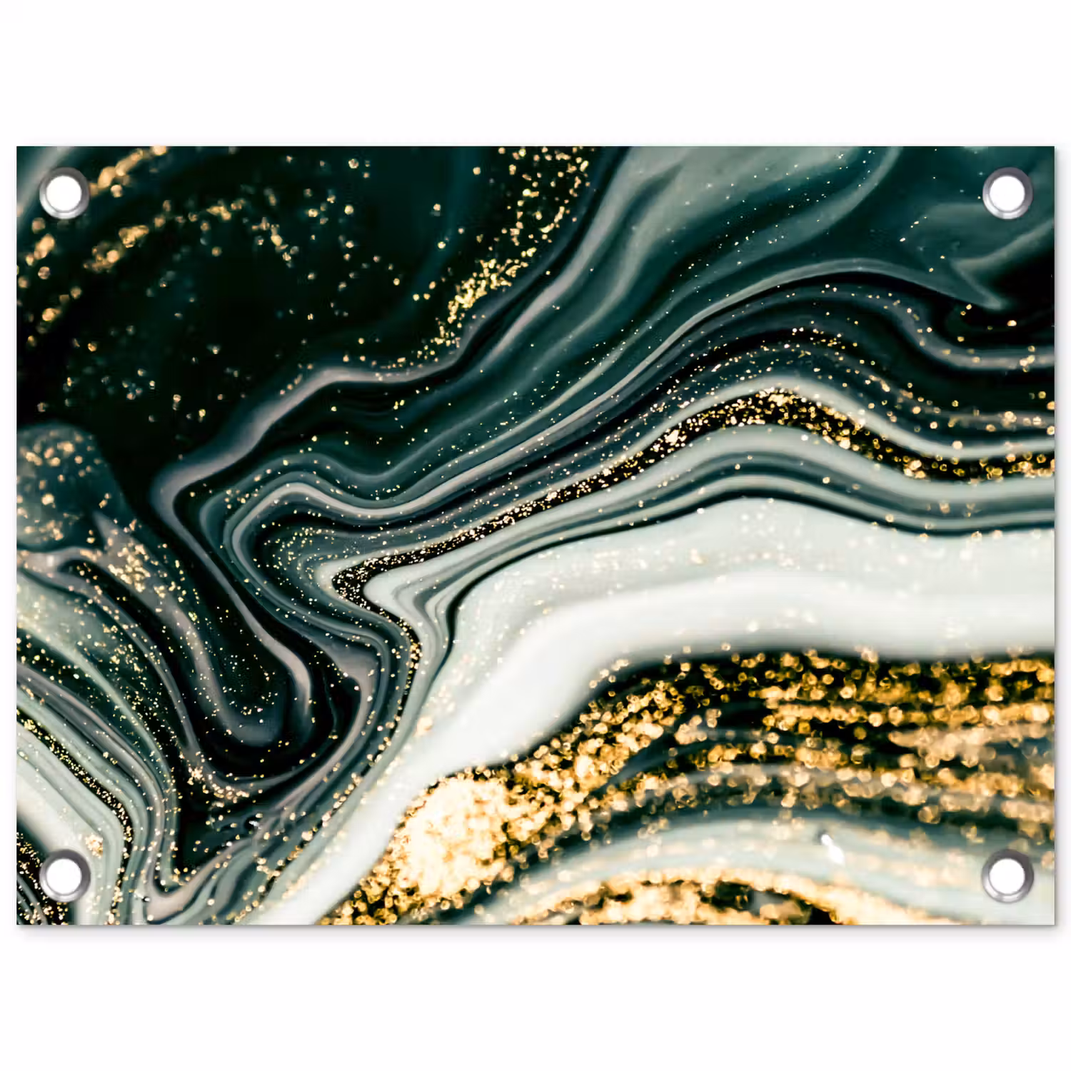 Marmerlook - Goud - Groen - Glitter - Design - Marmer tuinposter los doek klein -3d