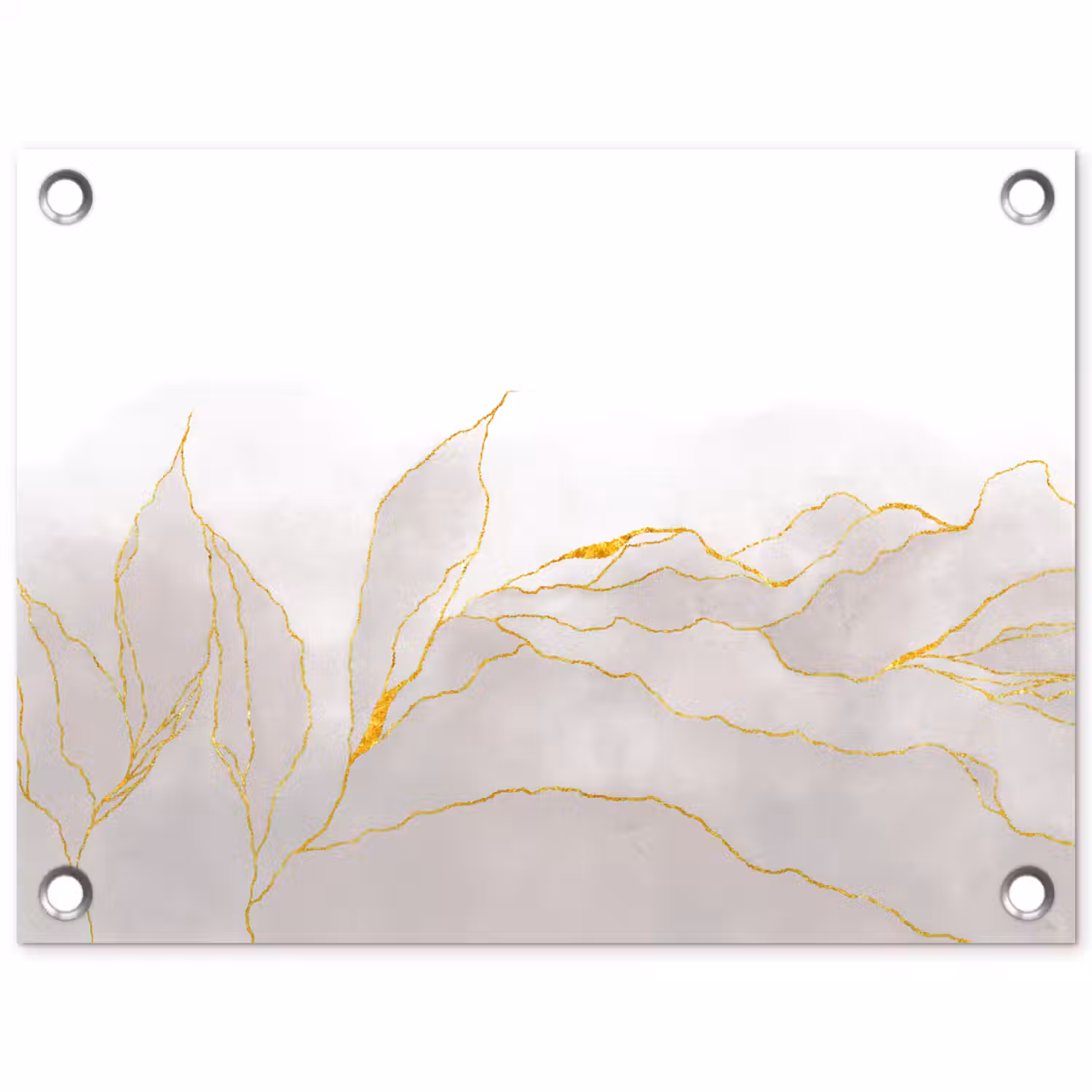 Marmerlook - Grijs - Goud - Chic - Marmer tuinposter los doek klein -3d