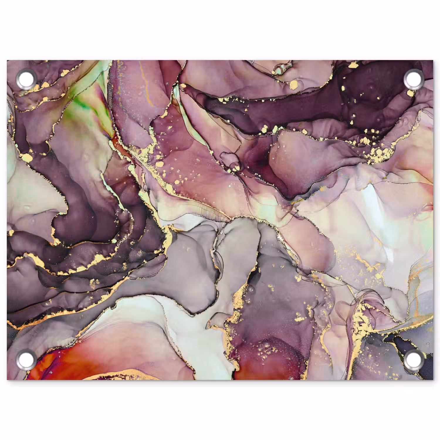 Marmer - Rood - Paars - Goud tuinposter los doek klein -3d