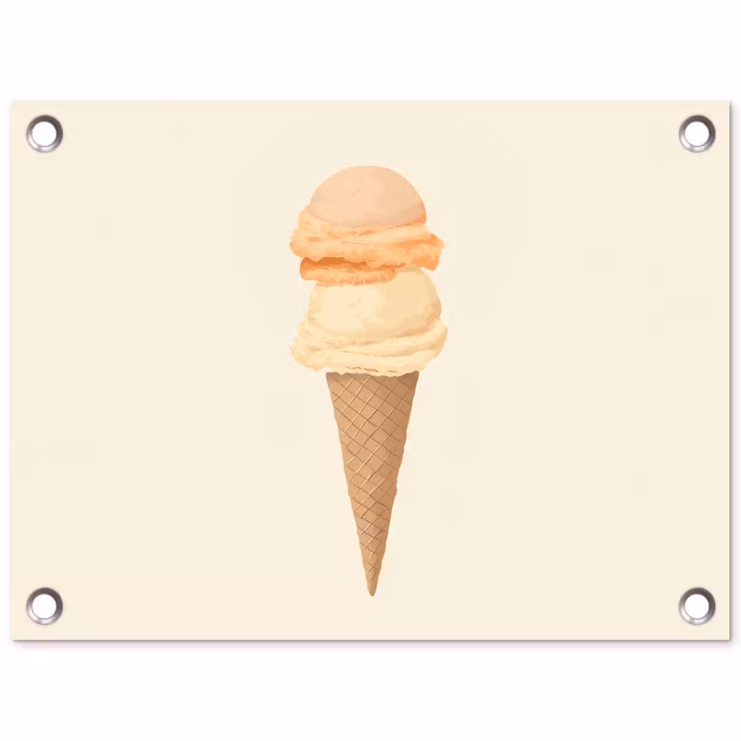 Minimalistisch - Schepijs - Hoorntje - Beige tuinposter los doek klein -3d