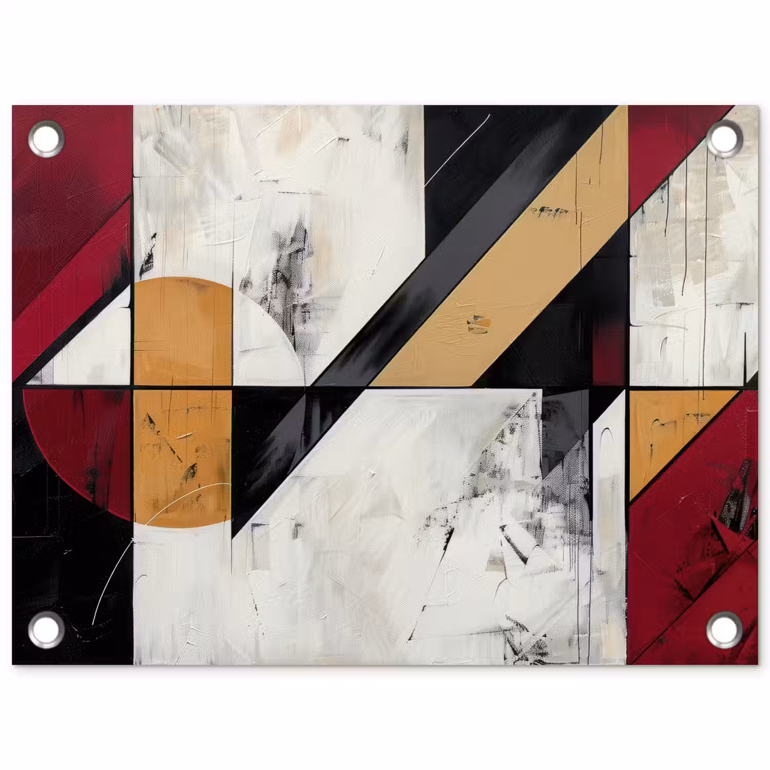 Modern - Abstract - Geometrisch - Rood - Industrieel tuinposter los doek klein -3d