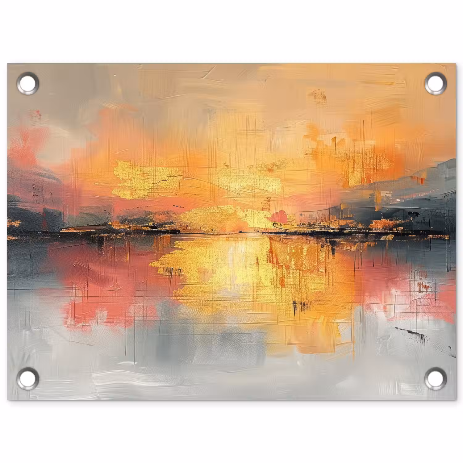 Modern - Abstract - Goud - Roze tuinposter los doek klein -3d