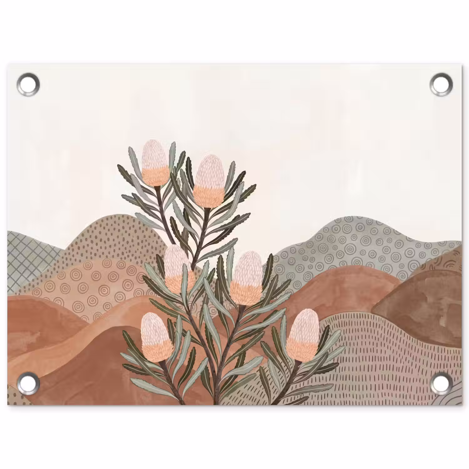 Modern - Heuvels - Terracotta tuinposter los doek klein -3d