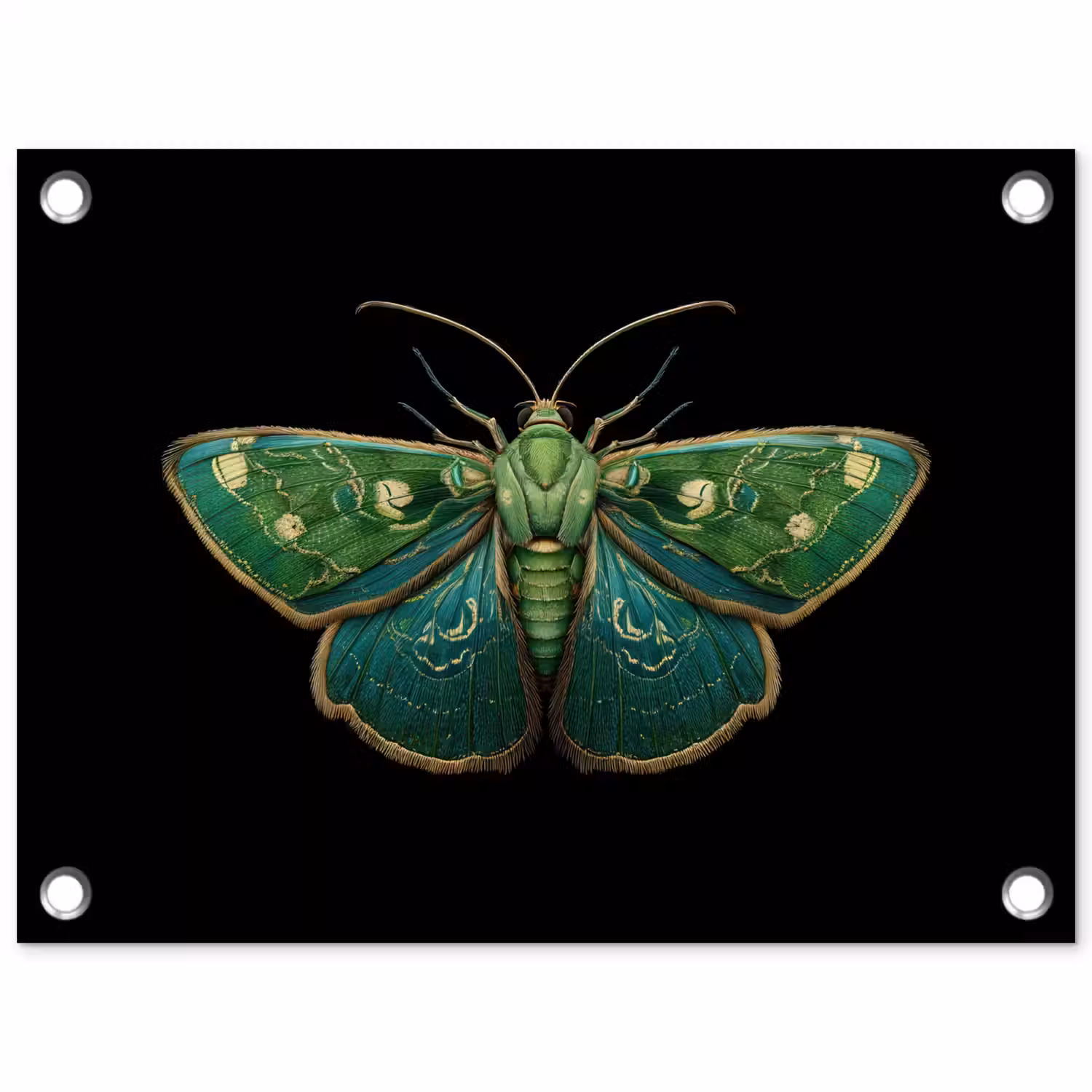 Mot - Levendig - Groen tuinposter los doek klein -3d