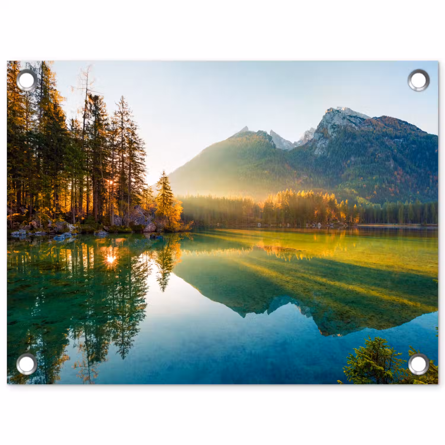 Bergmeer in de Ochtendzon tuinposter los doek klein -3d